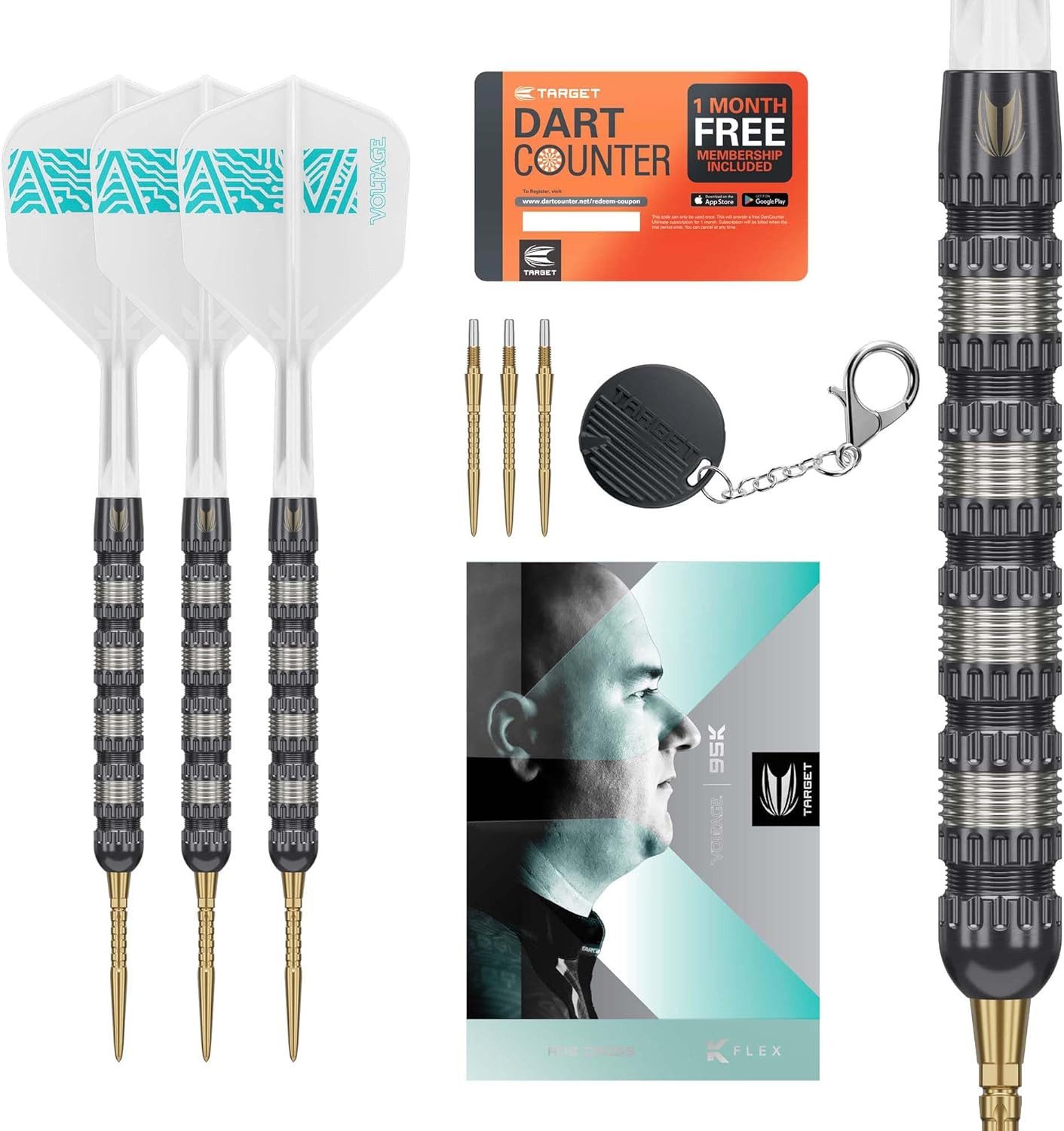 Dartpfeil Rob Cross 95K Steel Tip Swiss Point Darts, 95% Tungsten Darts, 25G