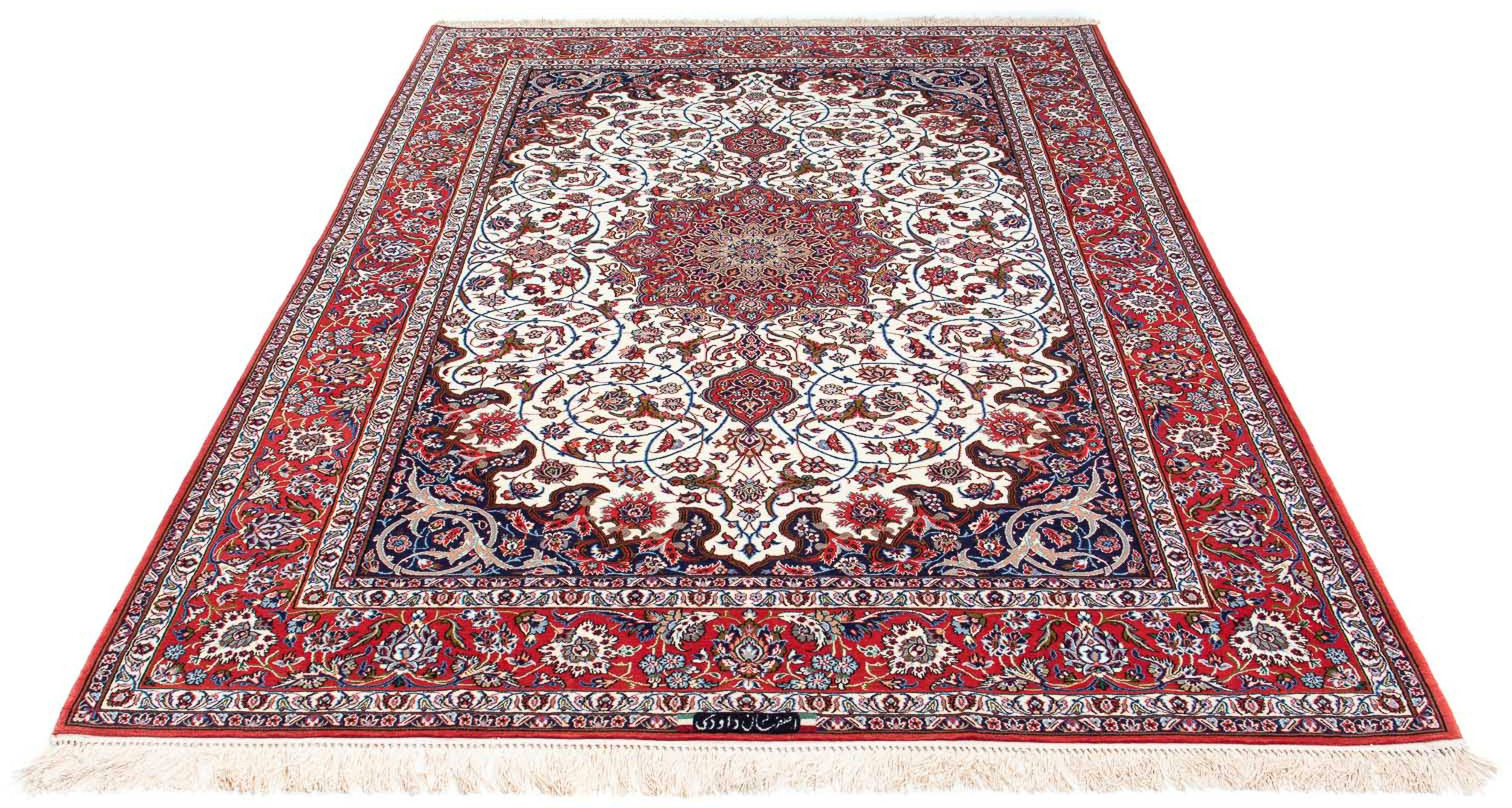 Orientteppich Perser - Isfahan - Premium - 235 x 158 cm - beige, morgenland, rechteckig, Höhe: 6 mm, Wohnzimmer, Handgeknüpft, Einzelstück mit Zertifikat