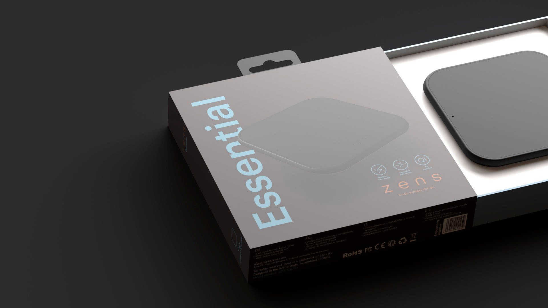 Zens Einzelnes schnelles kabelloses Ladegerät Slim-Line Smartphone-Ladegerät