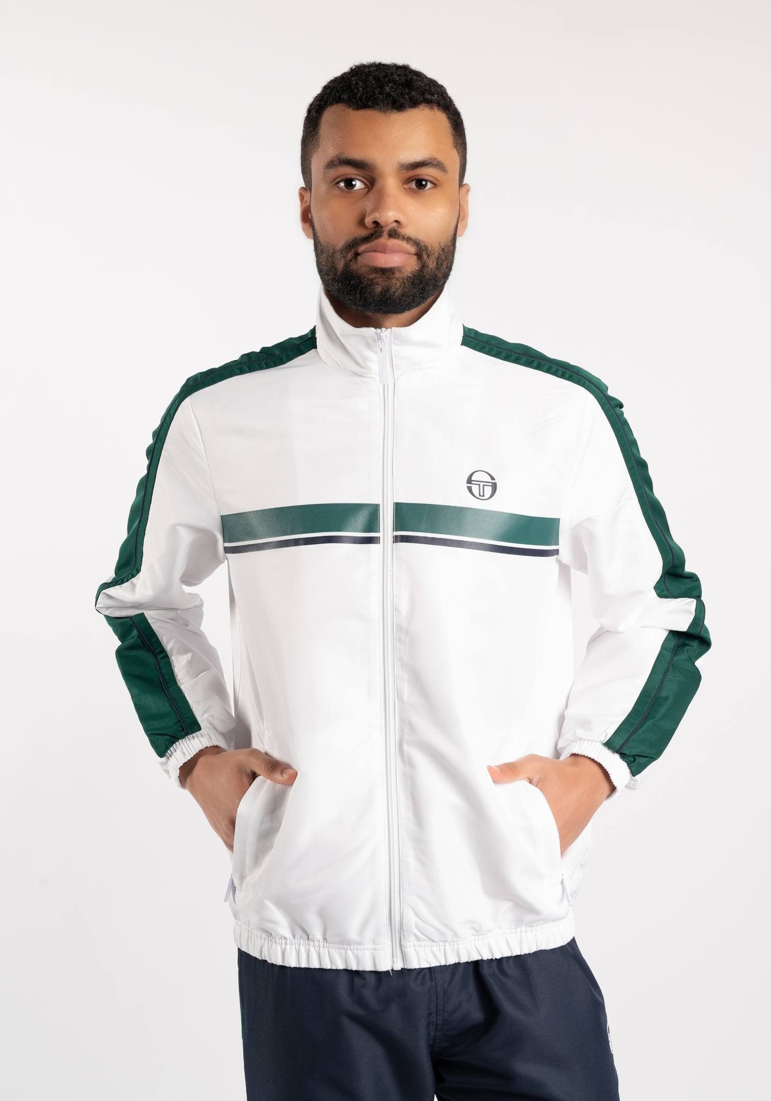 Sergio Tacchini Trainingsanzug Trainingsanzug Sergio Tacchini Agave (2-tlg., Jacke und Hose), Streifendetails