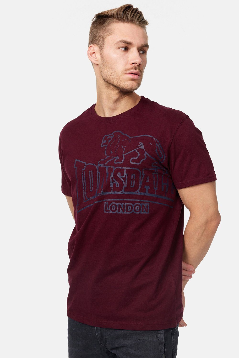Lonsdale T-Shirt LANGSETT Vintage Oxblood