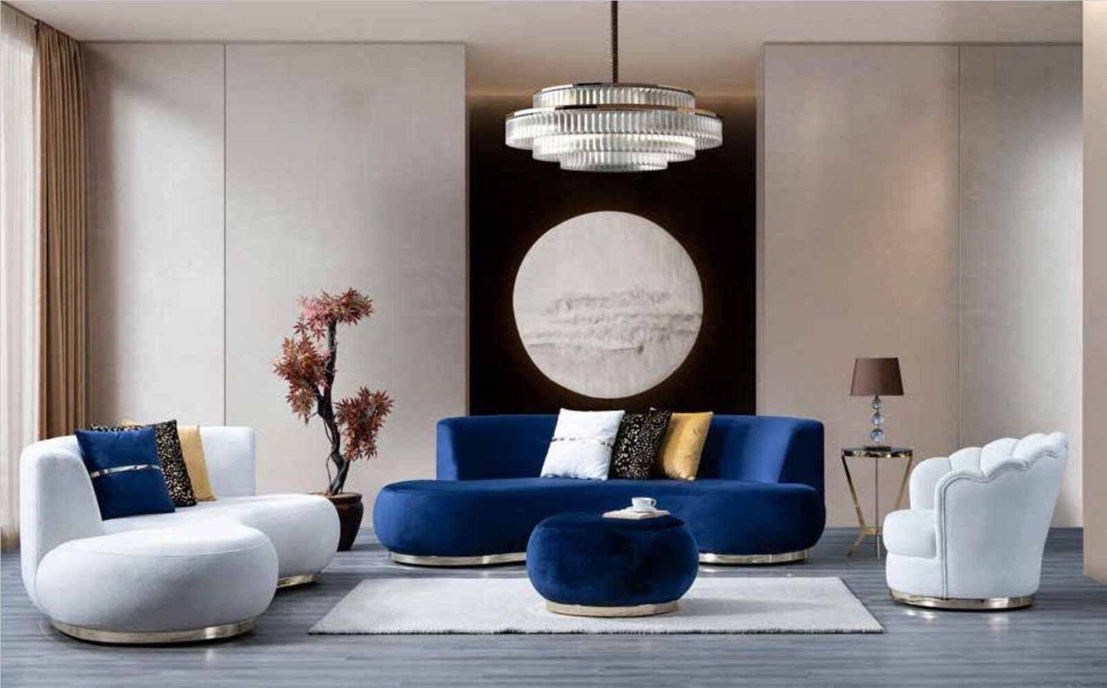 JVmoebel 3-Sitzer Designer Wohnzimmermöbel-Kollektion Sofagarnitur Luxus 3 Sitzer Sessel, 4 Teile, Made in Europa