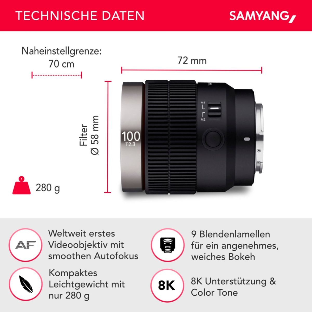 Samyang V-AF T 2,3/100 FE Sony E Objektiv