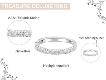 Lisandra Scott Silberring Eternity Ring Treasure 925 Sterling Silber mit Zirkonia Steinen Breit