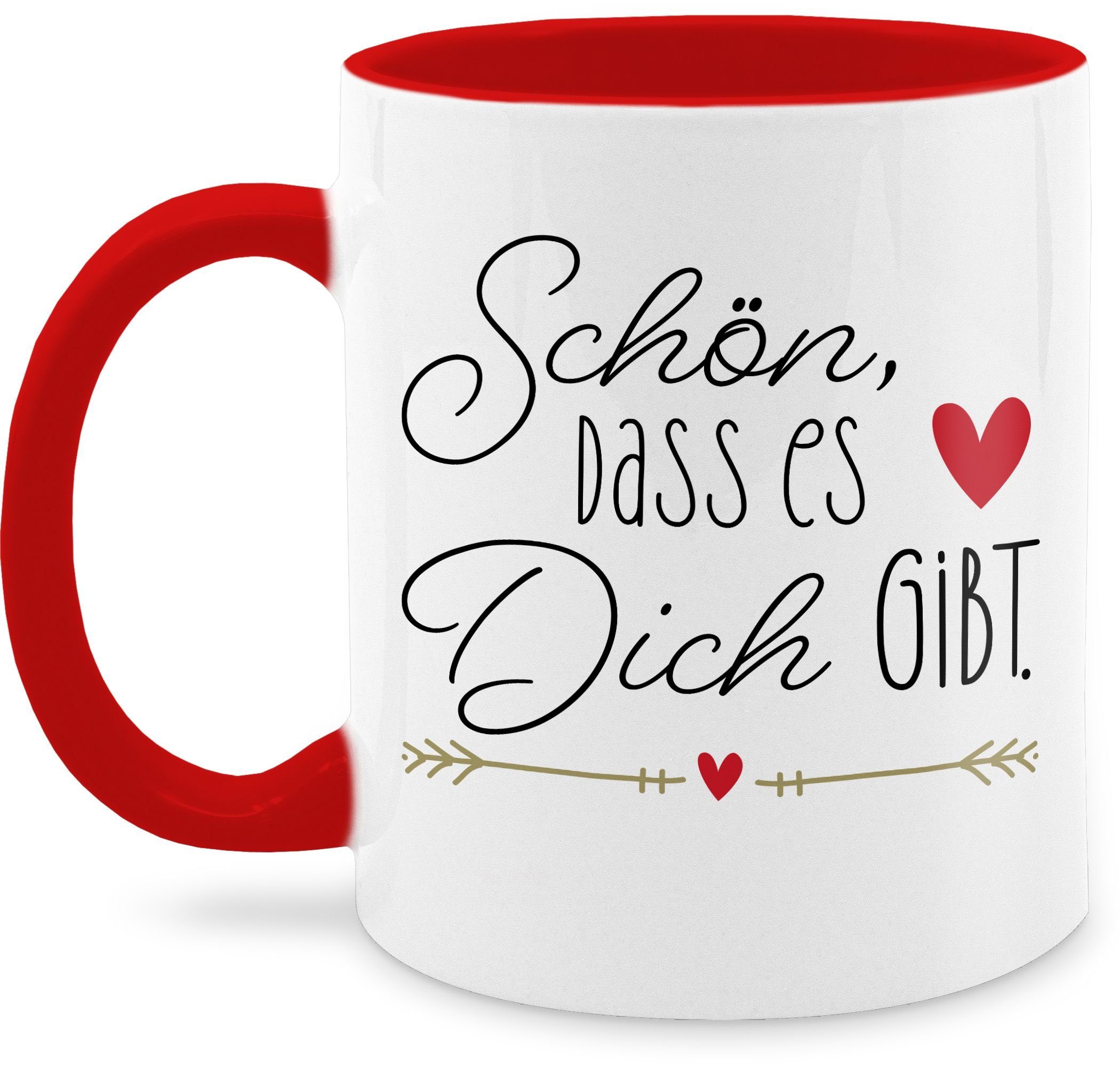 Shirtracer Tasse Schön dass es dich gibt -, Keramik, Valentinstag Geschenk 3 Rot