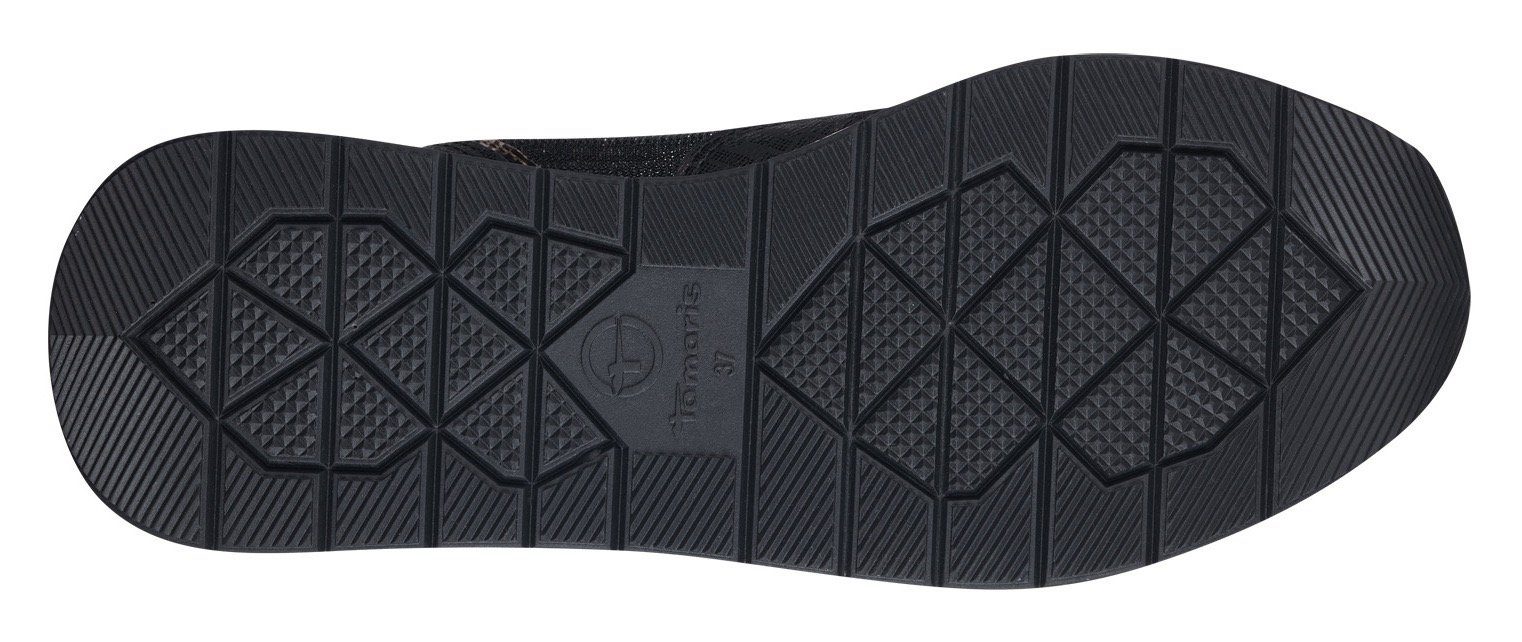 Tamaris Sneaker mit schwarz-altsilberfarben Metallic-Details trendigen