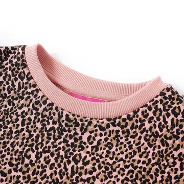 vidaXL A-Linien-Kleid Kinder-Pulloverkleid Leopardenmuster Mittelrosa 128