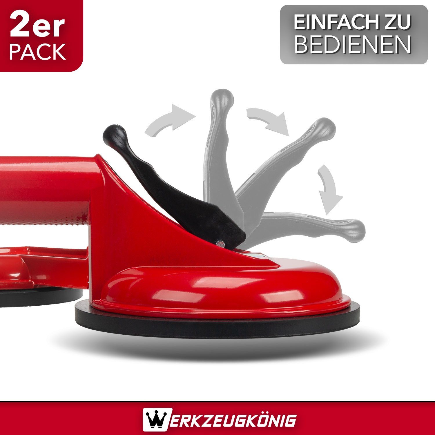 Werkzeugkönig Saugheber Vakuumheber Plattenheber, max. 170,00 kg Traglast, 3-fach Glassauger, -], 2er Set, leichte Bedienung