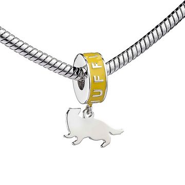 The Carat Shop Charm Kugel Hufflepuff Dachs Slider Charm Sterlingsilber - Harry Potter, Sterlingsilber