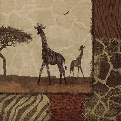 Linoows Papierserviette »20 Servietten Afrika, Giraffe, Giraffen in der«, Motiv Afrika, Giraffe, Giraffen in der Savanne