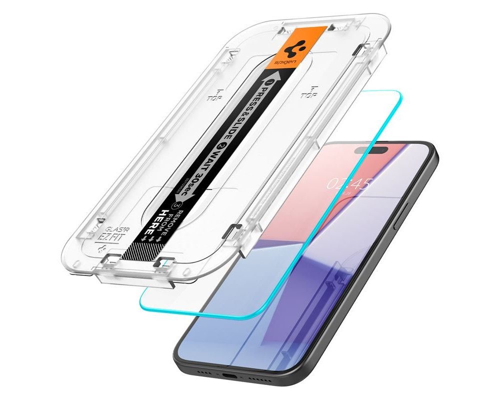 Spigen Displayschutzglas 2x Panzerglas für iPhone 16 / iPhone 15 Displayschutz Schutzglas für Apple iPhone 16, Displayschutz-Set, 2 Stück, Tempered Glass, Anti- – Bild 5 von 5