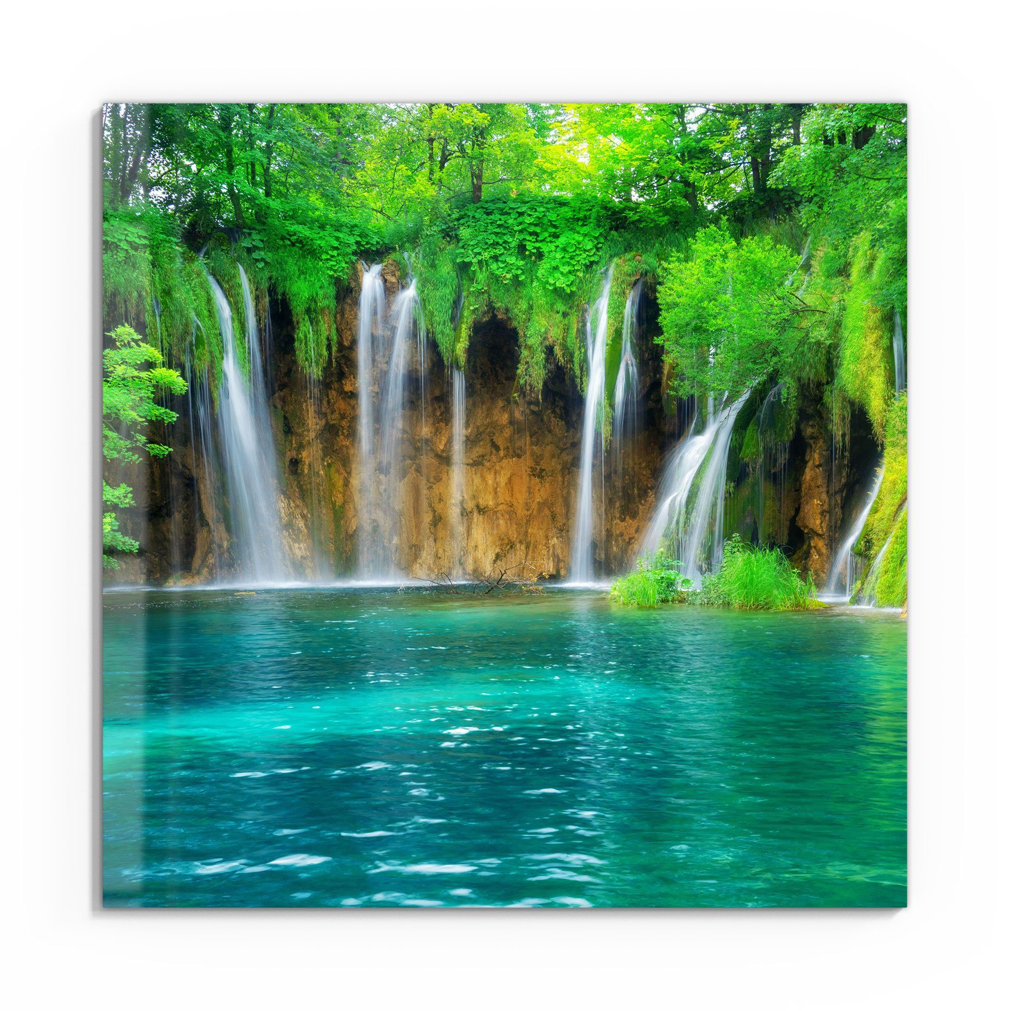 DEQORI Glasbild 'Wasserfälle in Kroatien', 'Wasserfälle in Kroatien', Glas Wandbild Bild schwebend modern