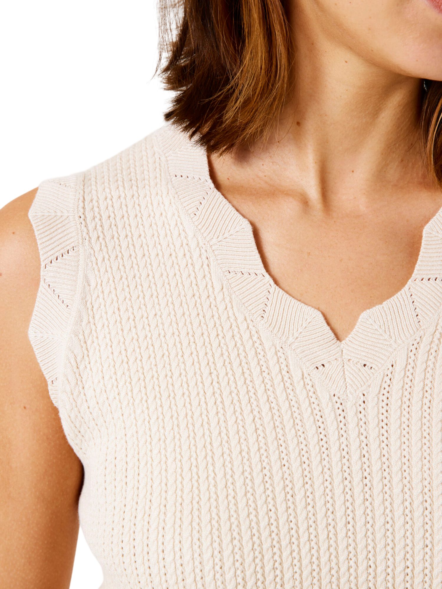 Garcia Strickpullover natur,Basic,Viskose,Strukturiert,V-Ausschnitt,Ärmellos,Regular Fit