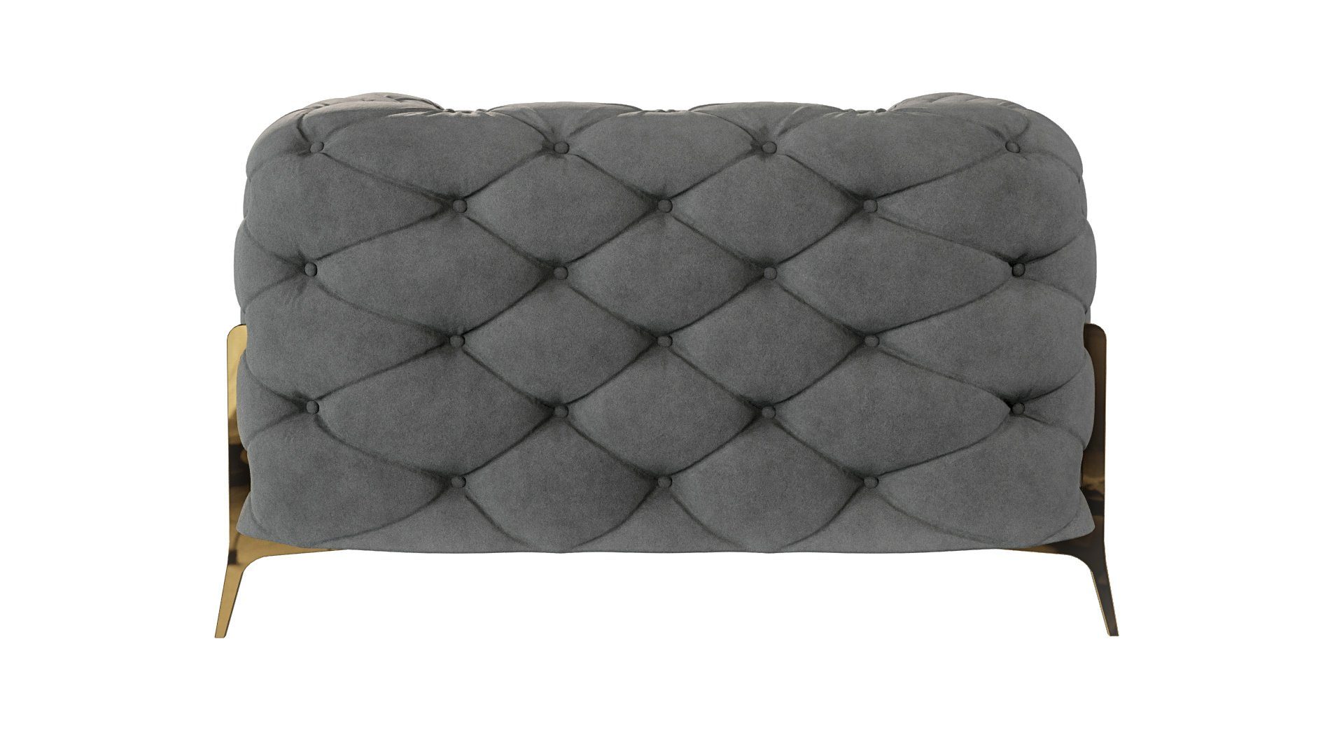 Möbel Ashley Wellenfederung Grau Metall Füßen, Goldene mit Chesterfield-Sessel mit S-Style