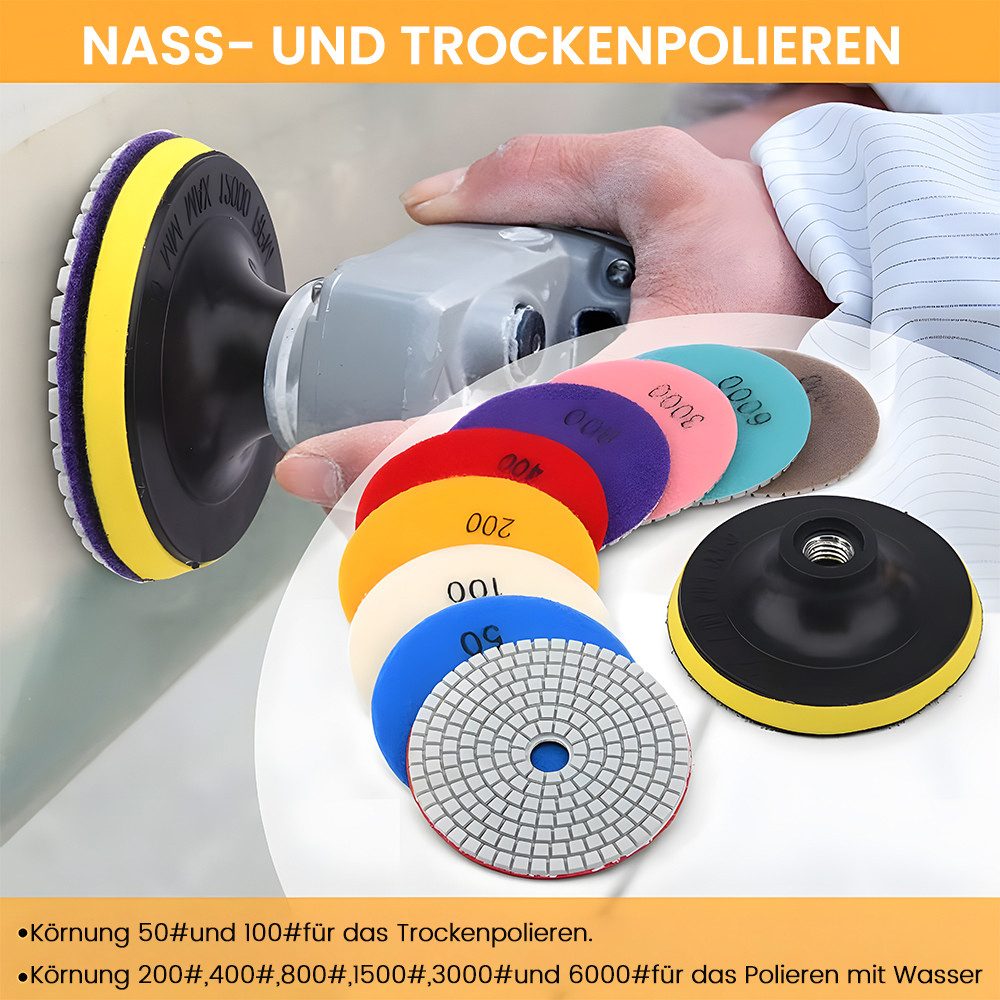 Thumbnail - Hikity Polierpad 4inch Diamant Polierscheibe Polierpads Naturstein, 12 Stück