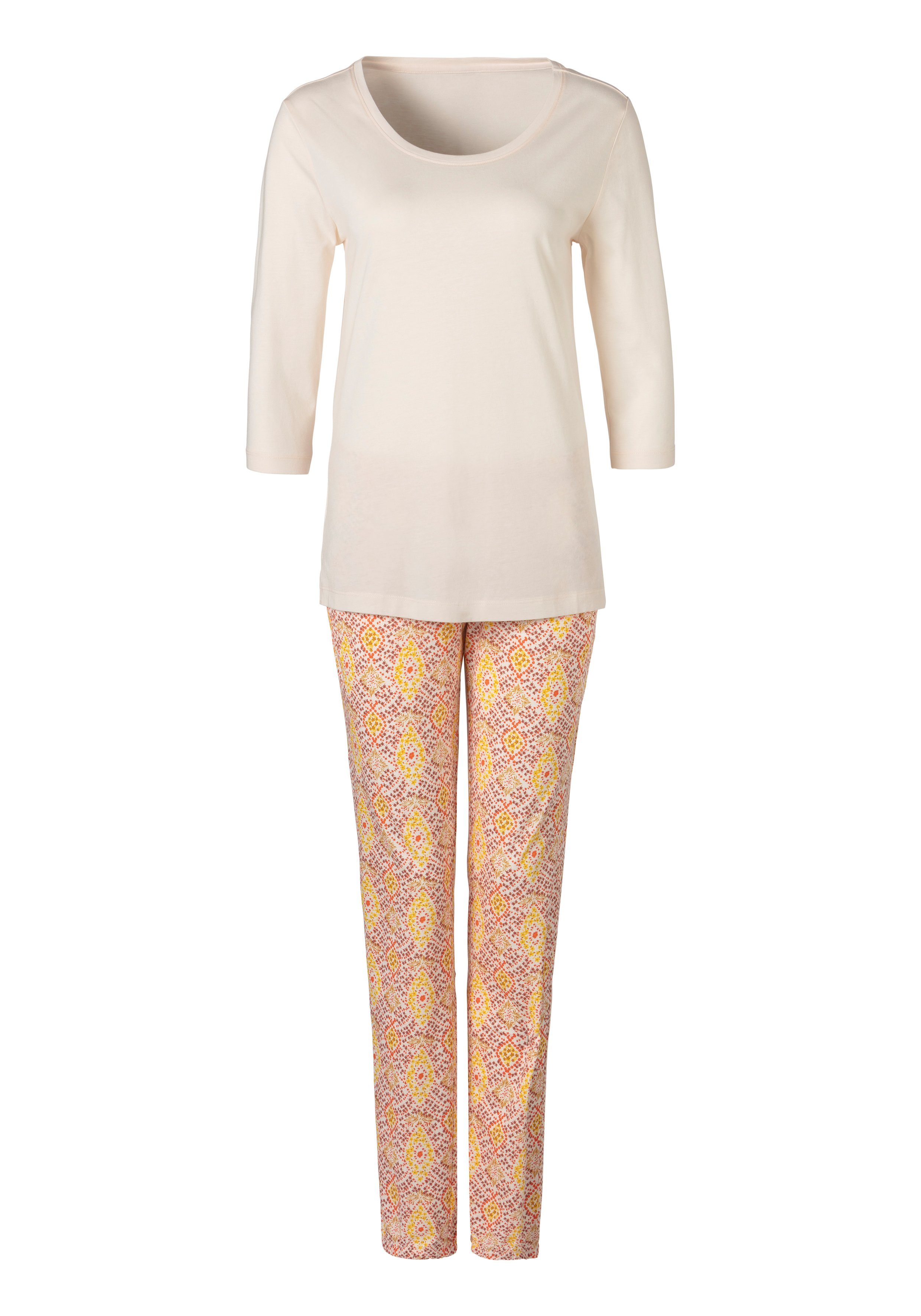 s.Oliver Pyjama (2 tlg) im Ornamentdruck mit 3/4-Ärmeln günstig online kaufen