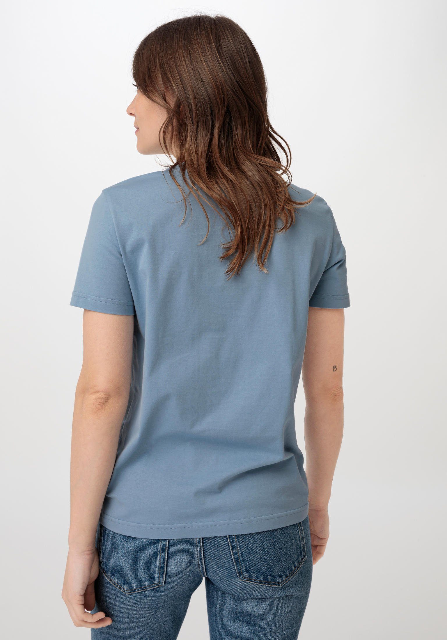 T-Shirt Kurzarm morgenblau Hessnatur Bio-Baumwolle reiner aus