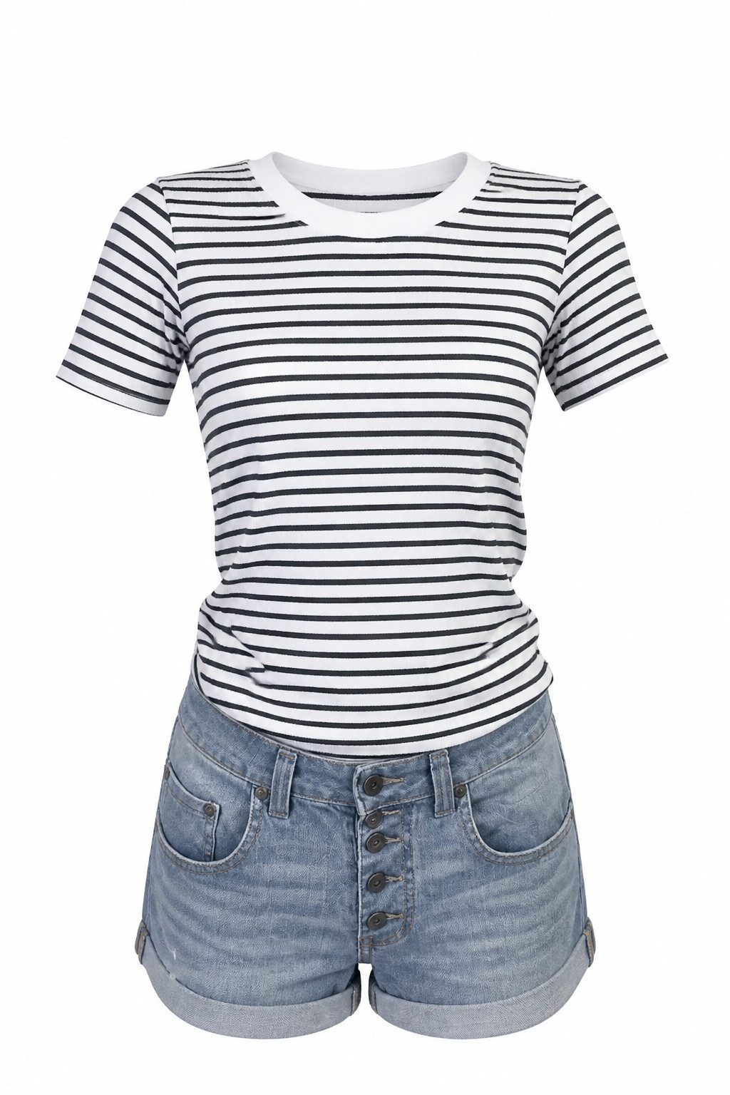 Zuckerwatte T-Shirt Rippshirt mit Streifen