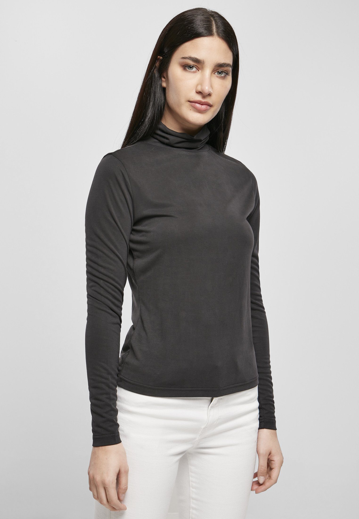 URBAN CLASSICS Langarmshirt Damen Turtleneck black Ladies Modal Longsleeve (1-tlg)