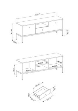 Beautysofa TV-Schrank Monica (TV-Regal mit Schublade für Wohnzimmer) zweitürig RTV-Schrank im modernes Stil