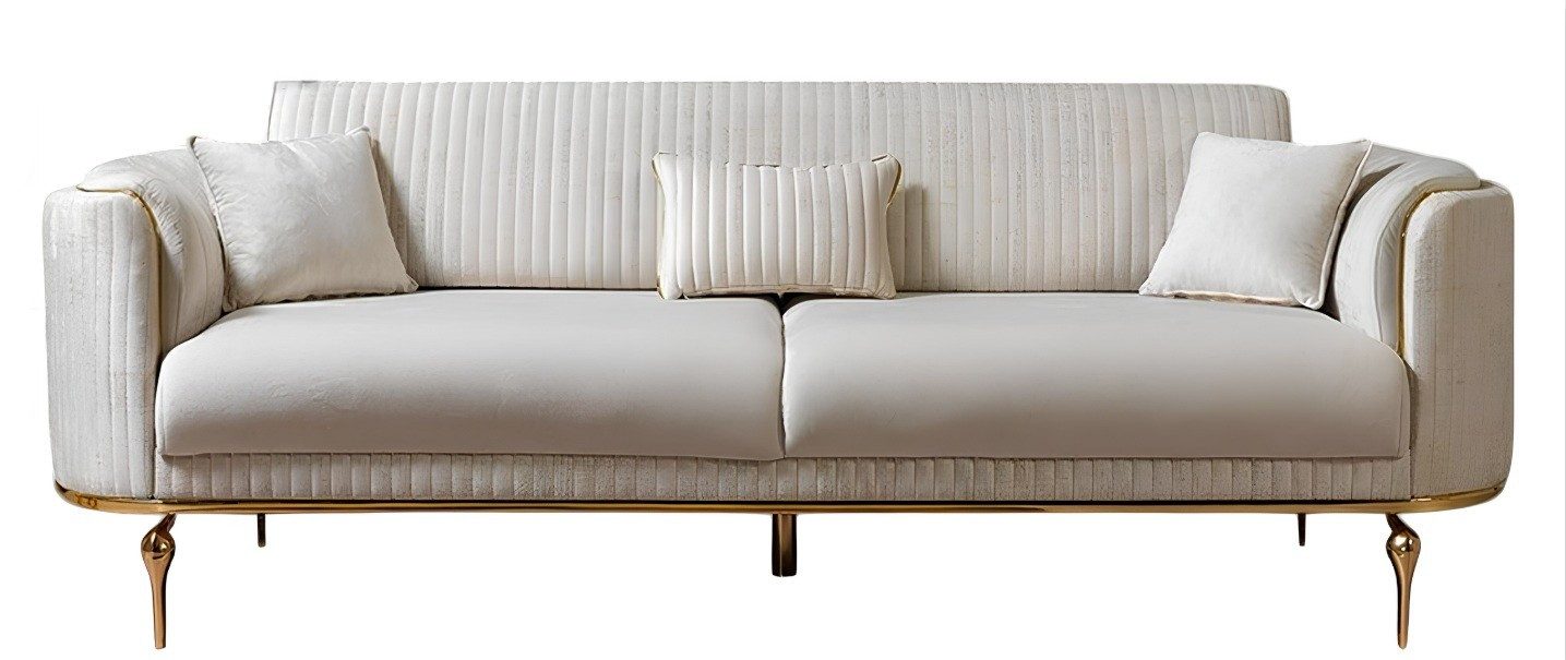 Xlmoebel 3-Sitzer Luxus Sofa in Weiß mit bequemer Polsterung für stilvolles Wohnen, Hergestellt in Europa