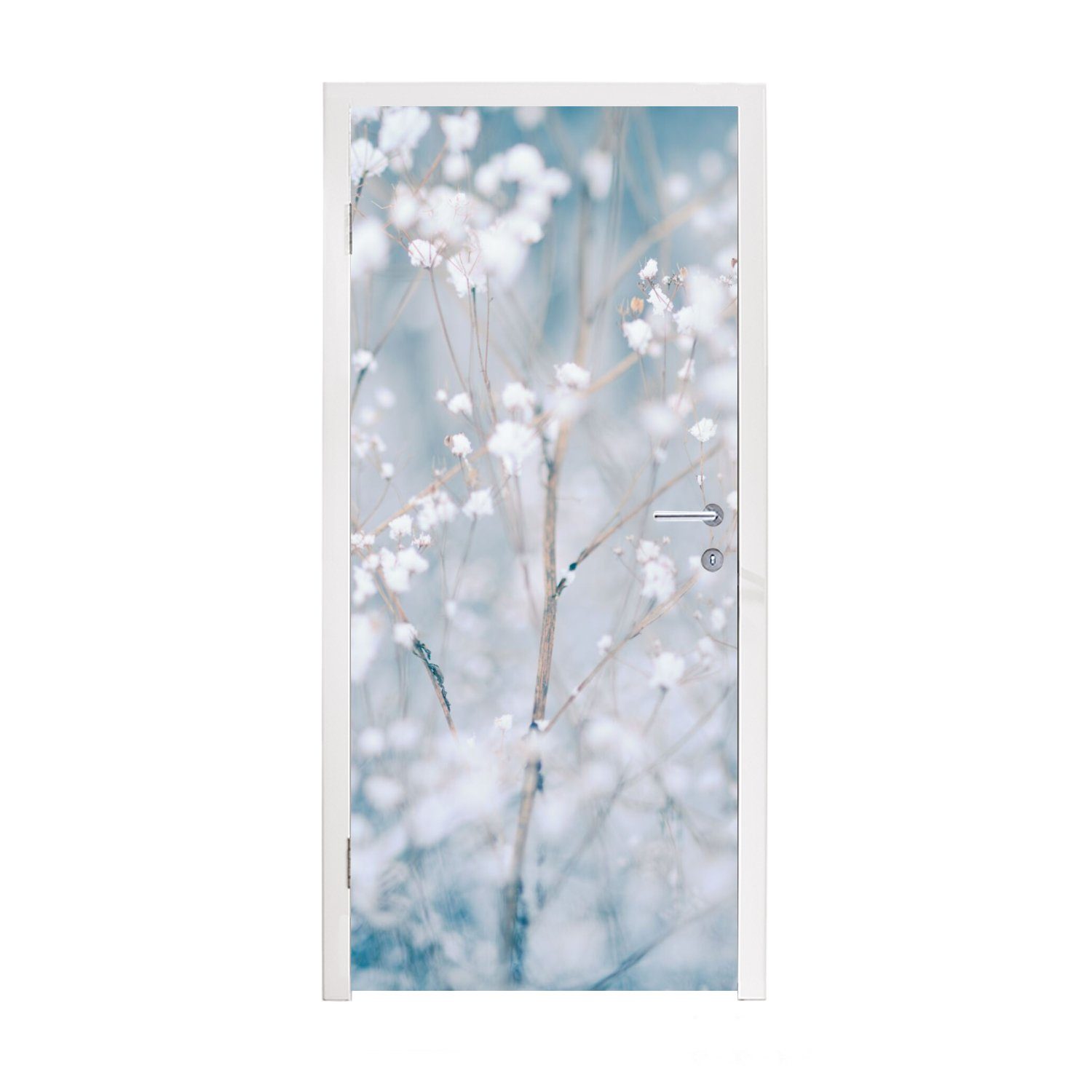St), für - Botanisch, - Äste Fototapete MuchoWow cm Natur Türtapete (1 Matt, bedruckt, - 75x205 Schnee Tür, Türaufkleber, - Winter