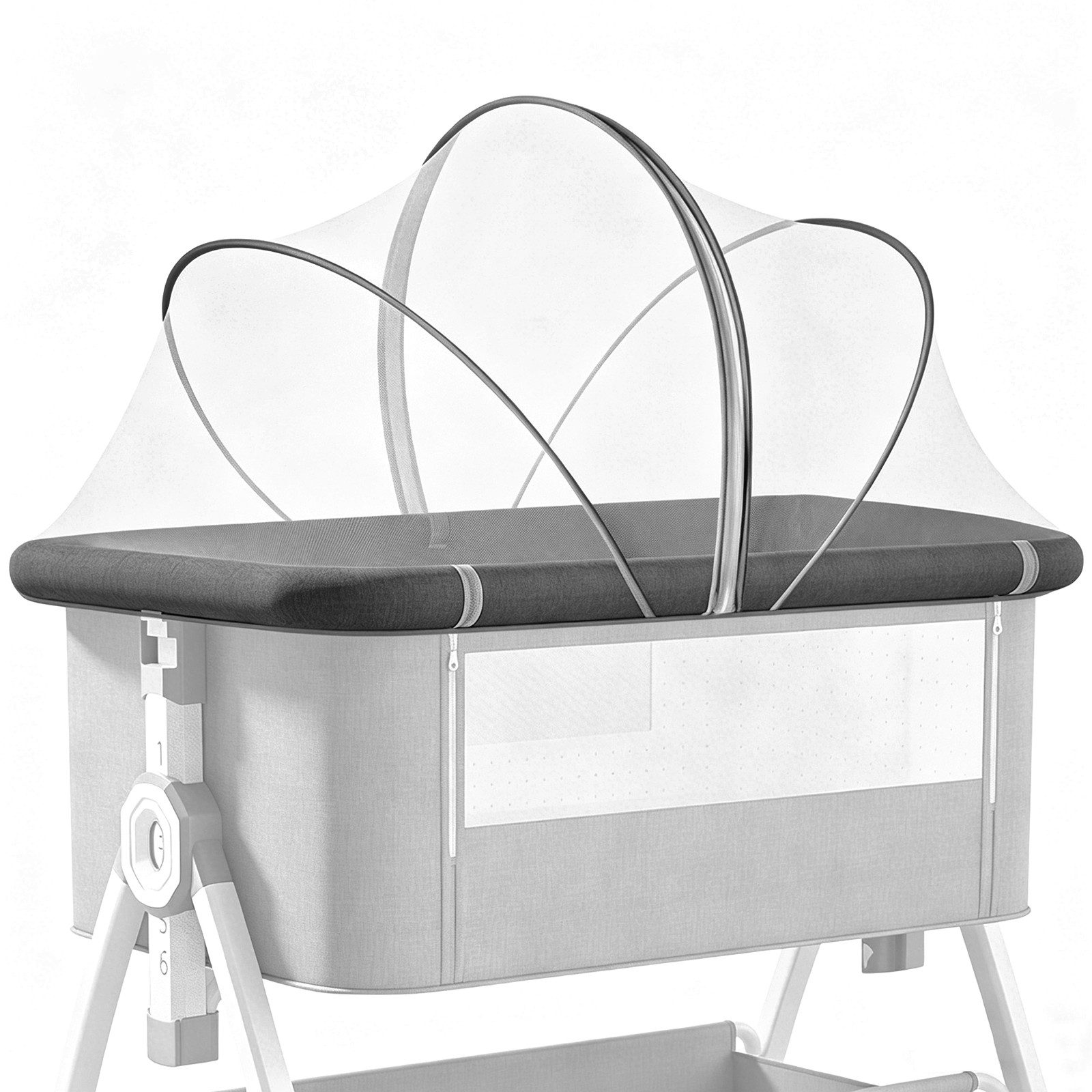 BlingBin Moskitonetz Atmungsaktives stabiles Moskitonetz mit umlaufendem Reißverschluss, (1 Stück, 1 St., 105 × 60 cm), waschbar passend für Kinderbett, Reisebett und Beistellbett