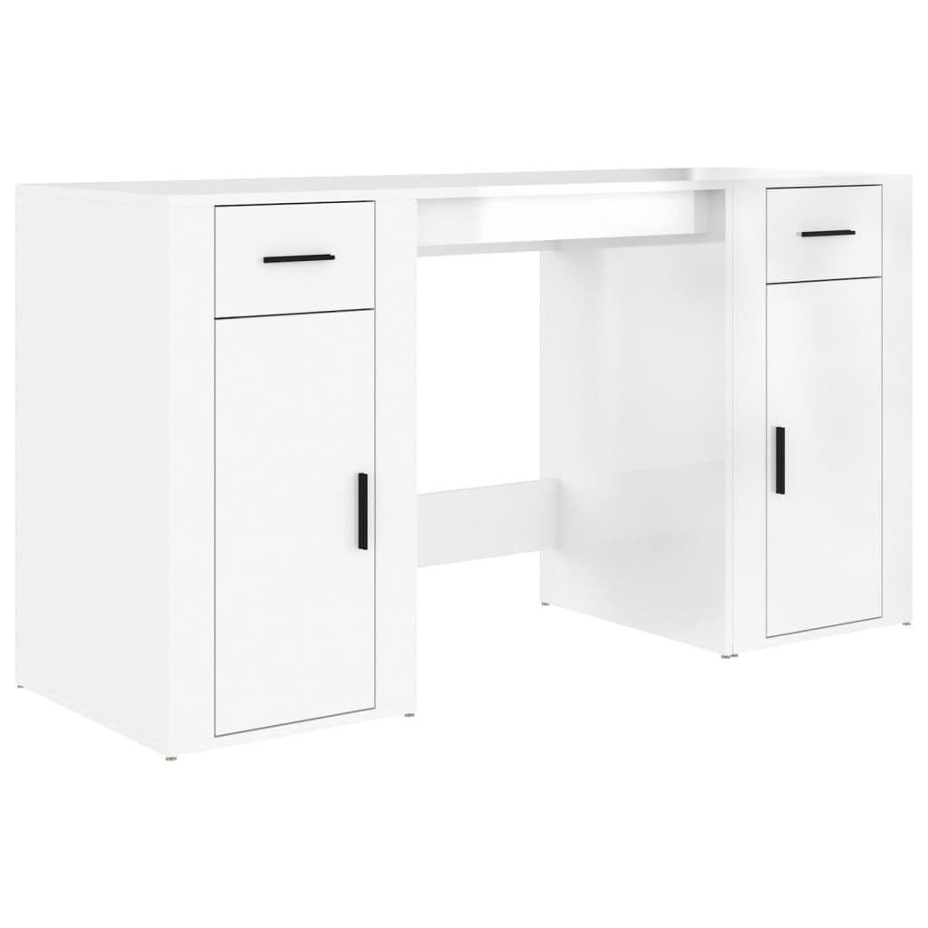 vidaXL Schreibtisch Hochglanz-Weiß | mit Schreibtisch Hochglanz-Weiß Holzwerkstoff Stauraum Hochglanz-Weiß