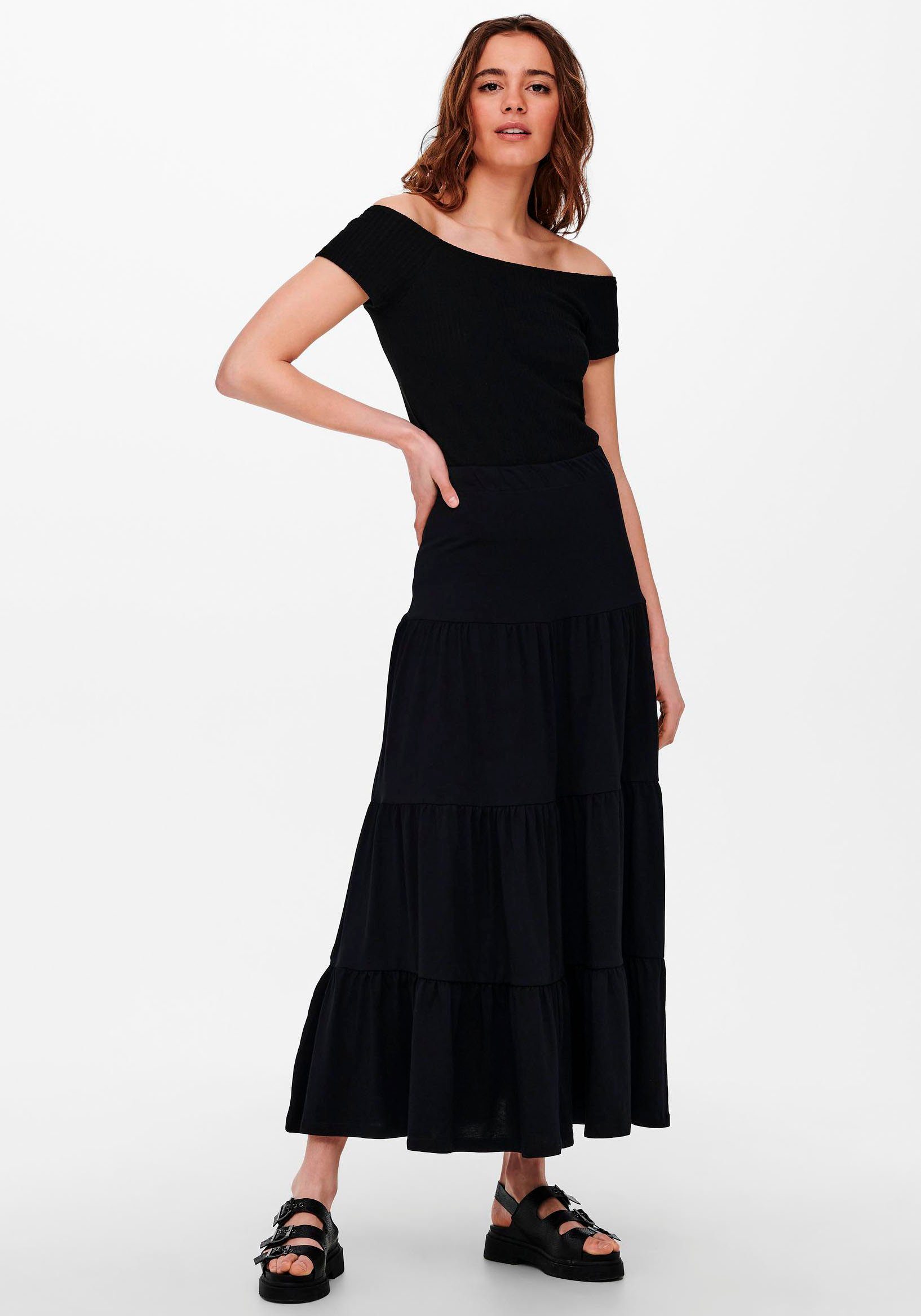 ONLY Maxirock ONLMAY MAXI SKIRT Baumwolle, mit Volant