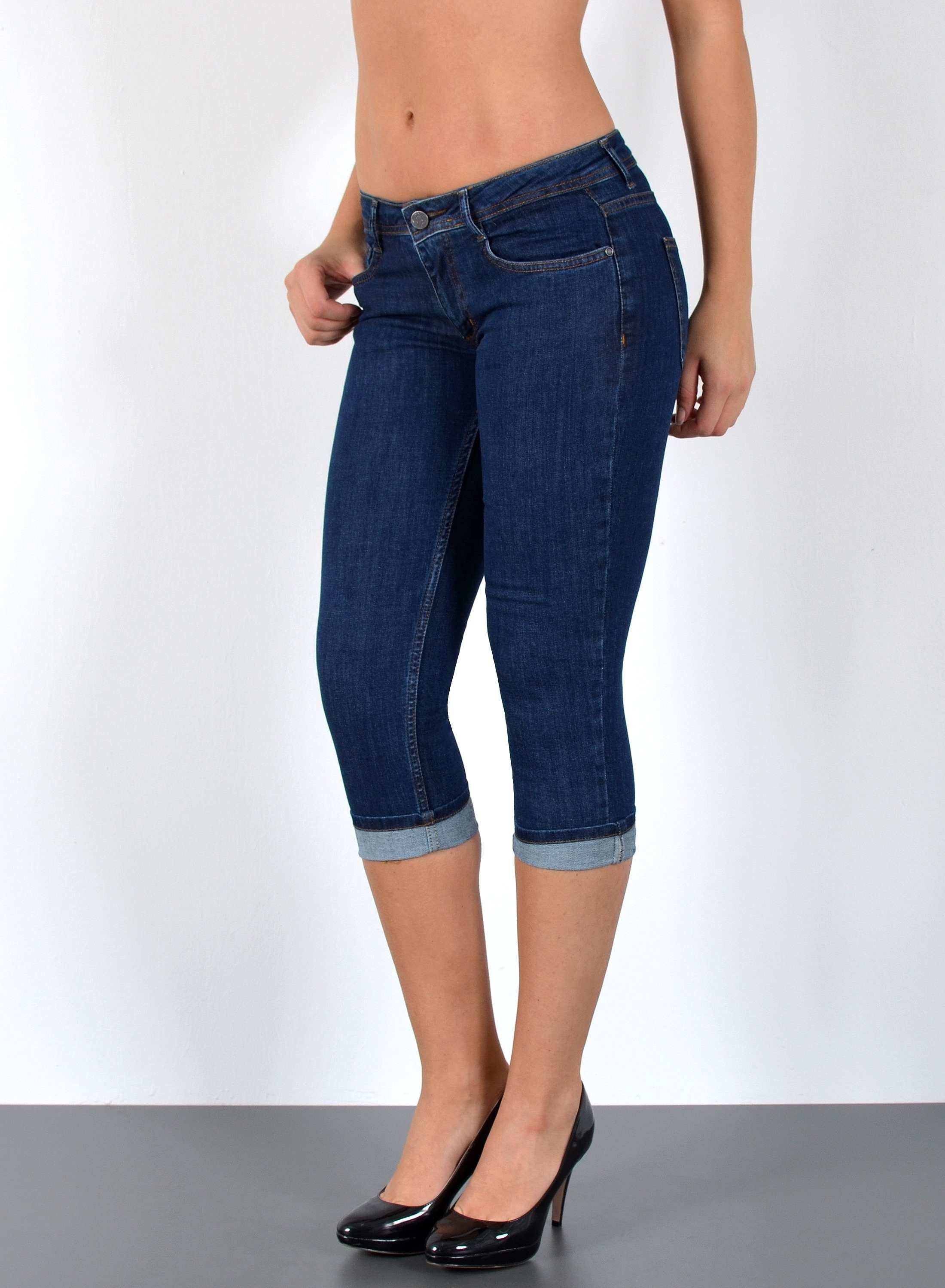 Caprijeans Damen 3/4 Jeans Hüftjeans niedrige Leibhöhe Damen 3/4 Hose Tief Bund