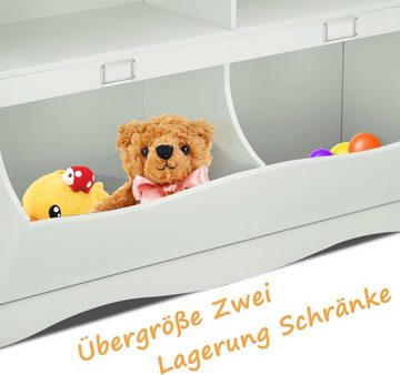 KOMFOTTEU Kinderregal Spielzeugregal, mit 4 offenen Fächern & Wellenboden