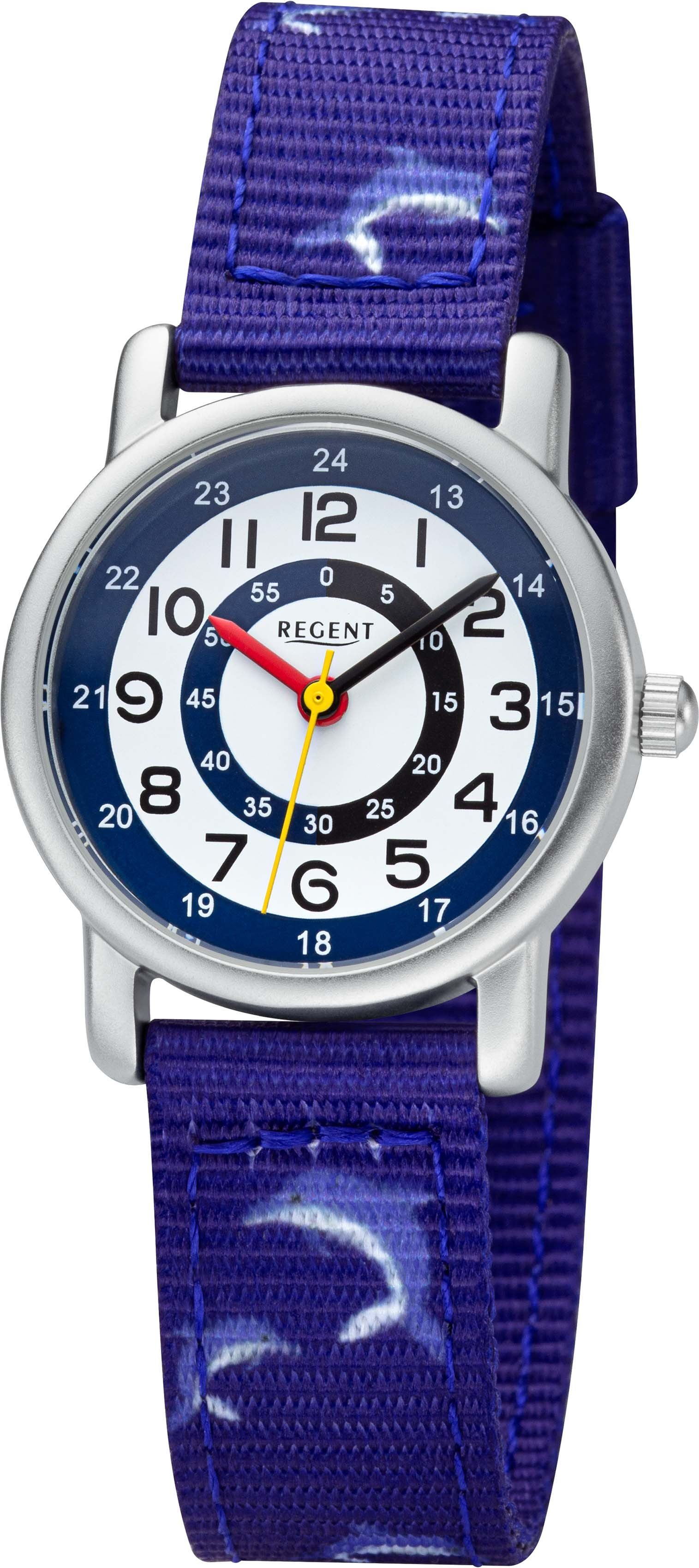 Regent Quarzuhr 12400317 Delfinmotiv, 3301F-09-B, auch blau Lernuhr, als - Geschenk mit ideal