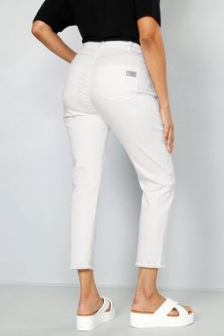 MIAMODA Regular-fit-Jeans 7/8-Jeans Slim Fit Zierperlen am Fransensaum