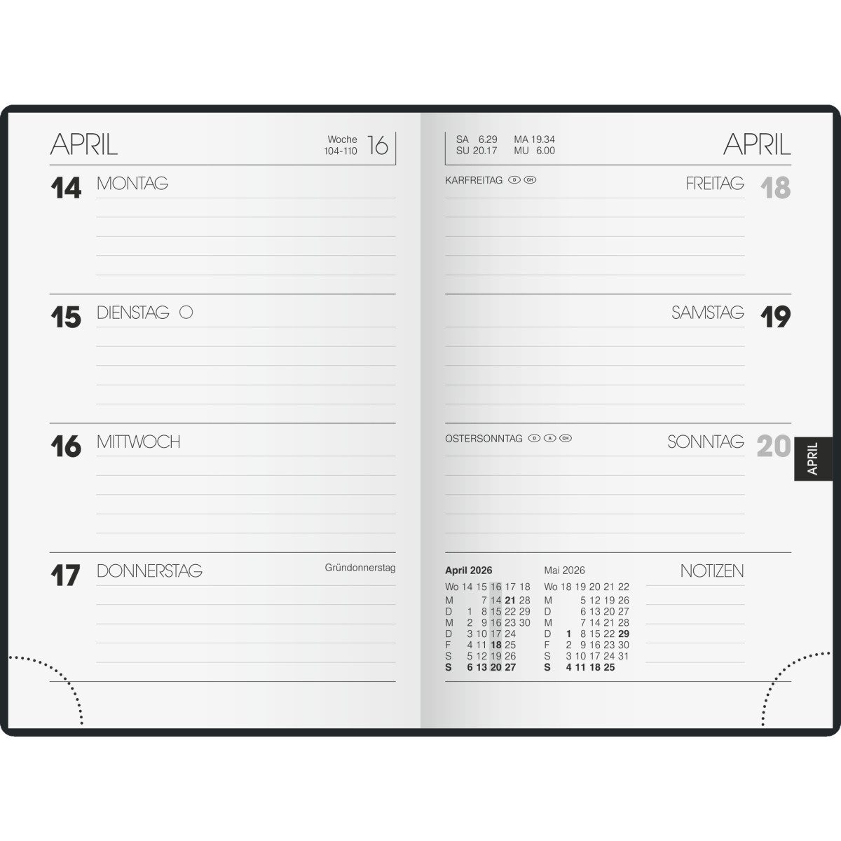 Thumbnail - BRUNNEN Taschenkalender Taschenkalender 723 7,6x11,2cm 1 Woche/2 Seiten Kunststoff schwarz 20.