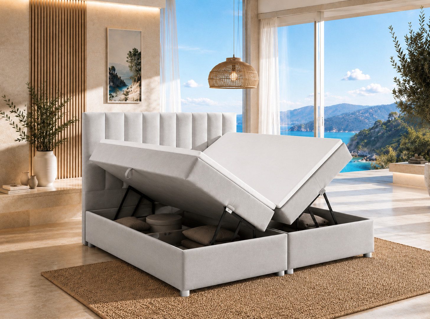 Best for Home Boxspringbett Trinity K-10 mit zwei Bettkasten Premium mit Komfort Topper – modern (Doppelbett mit Stauraum, Federkernmatratze, gepolstertes Kopfteil, Doppelbett versch. Größen, 140x200 160x200 180x200 200x200 cm), Handwerksqualität, TOP Preis-Leistungs-Verhältnis