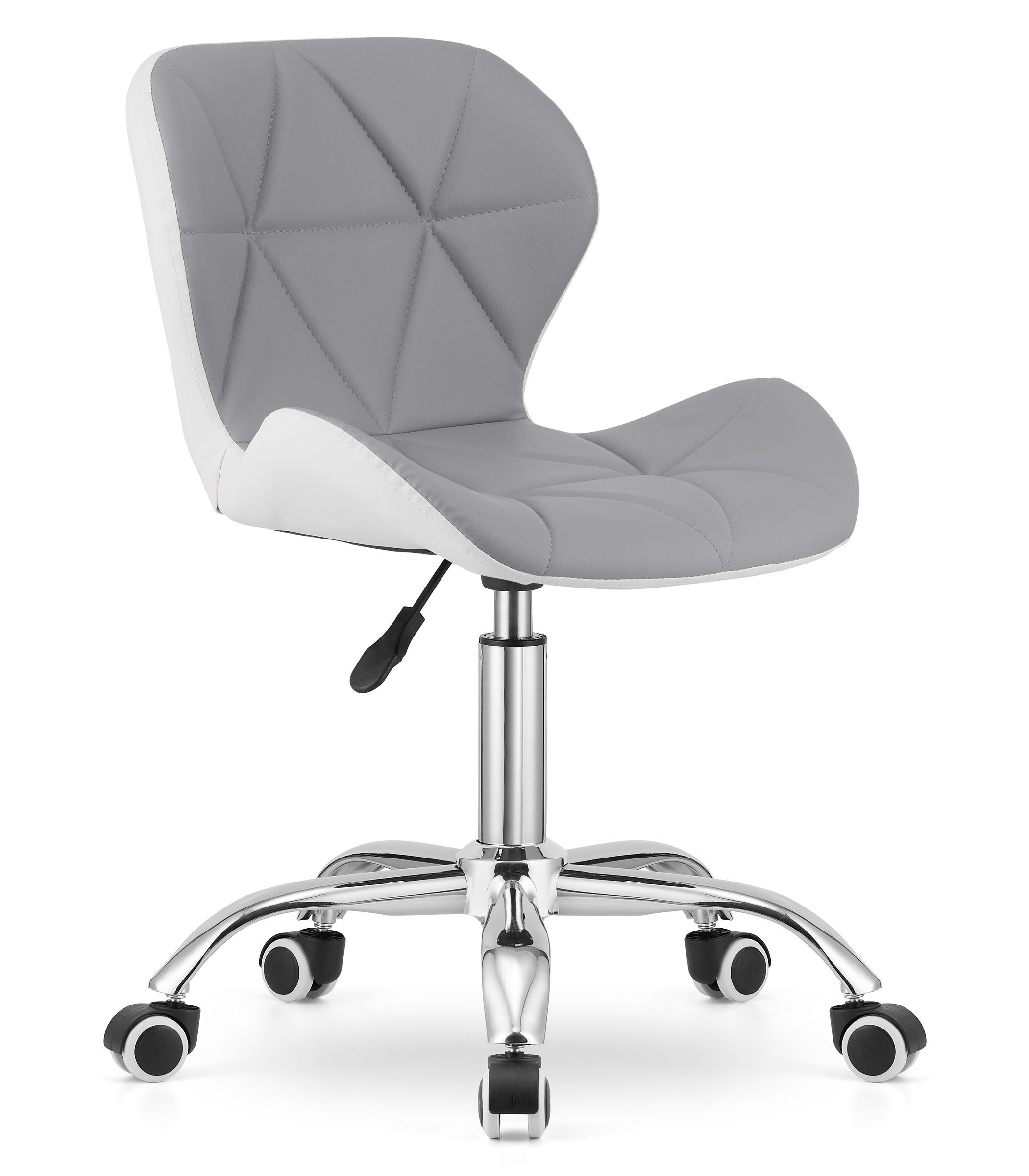 Home Collective Drehstuhl Bürostuhl Schreibtischstuhl mit ergonomischer Sitzfläche, höhenverstellbar, Polster aus Kunstleder hellgrau und weiss