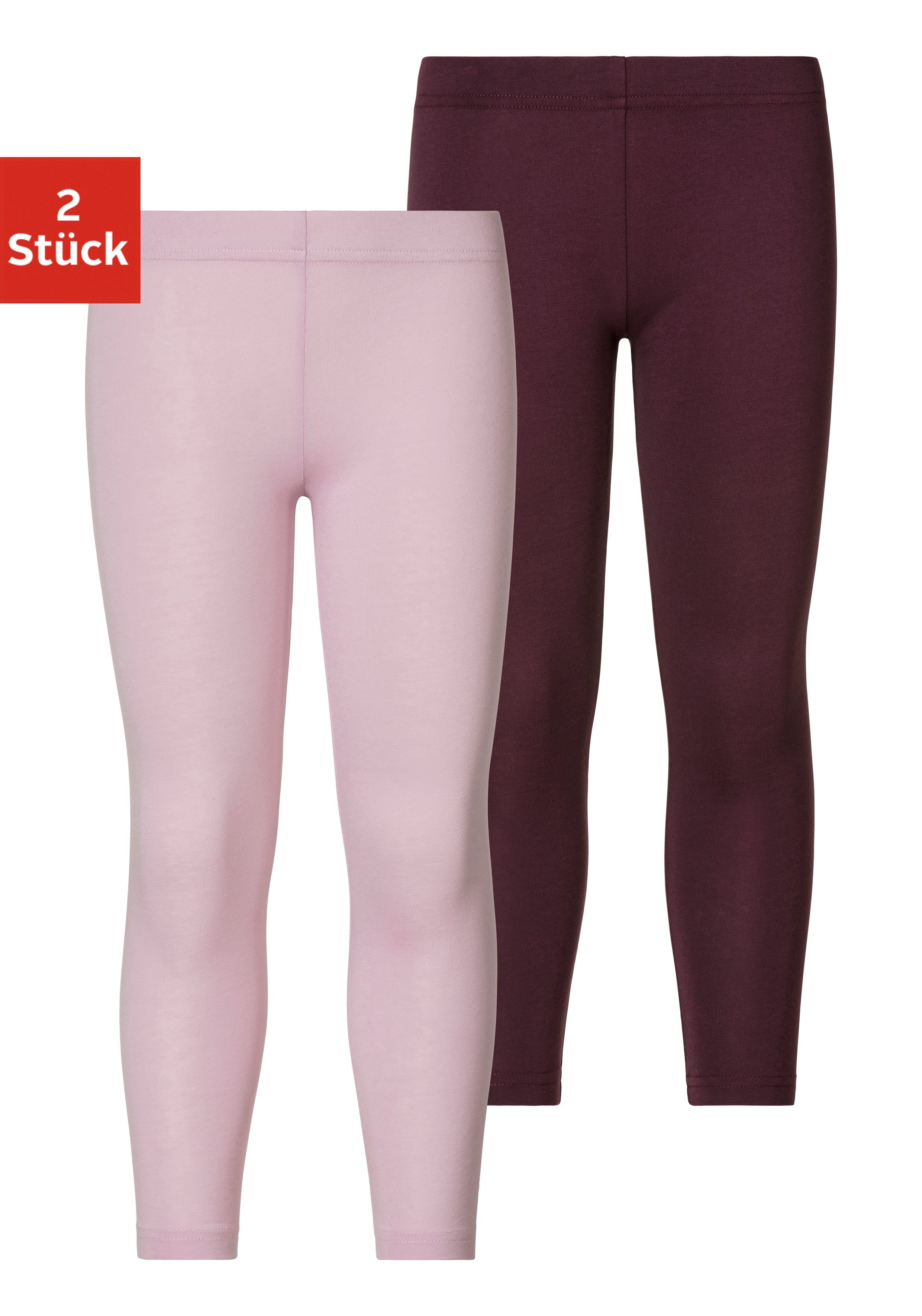 H.I.S Leggings (Packung, 2-tlg) Basic im Doppelpack rosa, pflaume | Stretchhosen