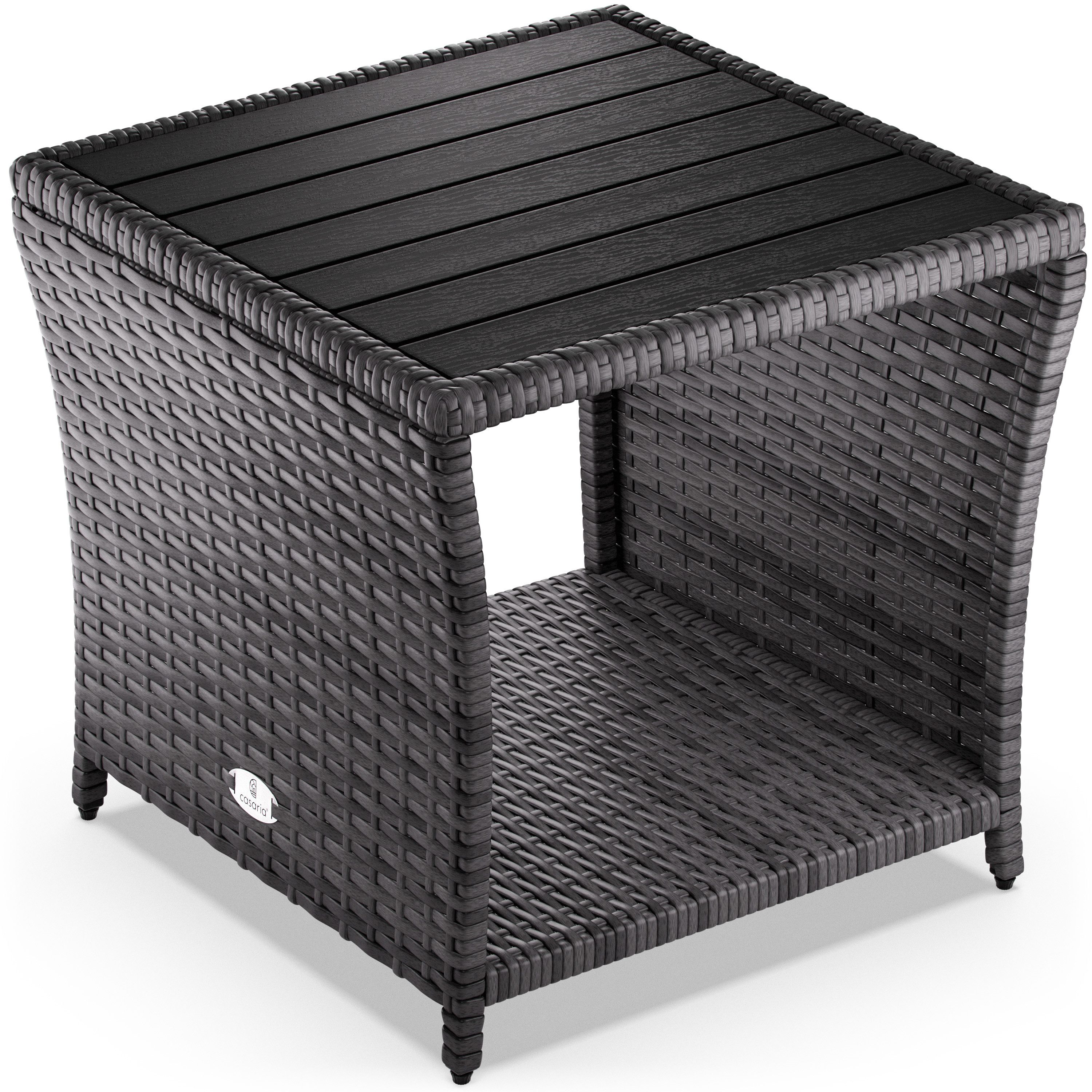 Casaria Beistelltisch (1-St), Polyrattan WPC Tischplatte 45x45x40cm Wetterf günstig online kaufen