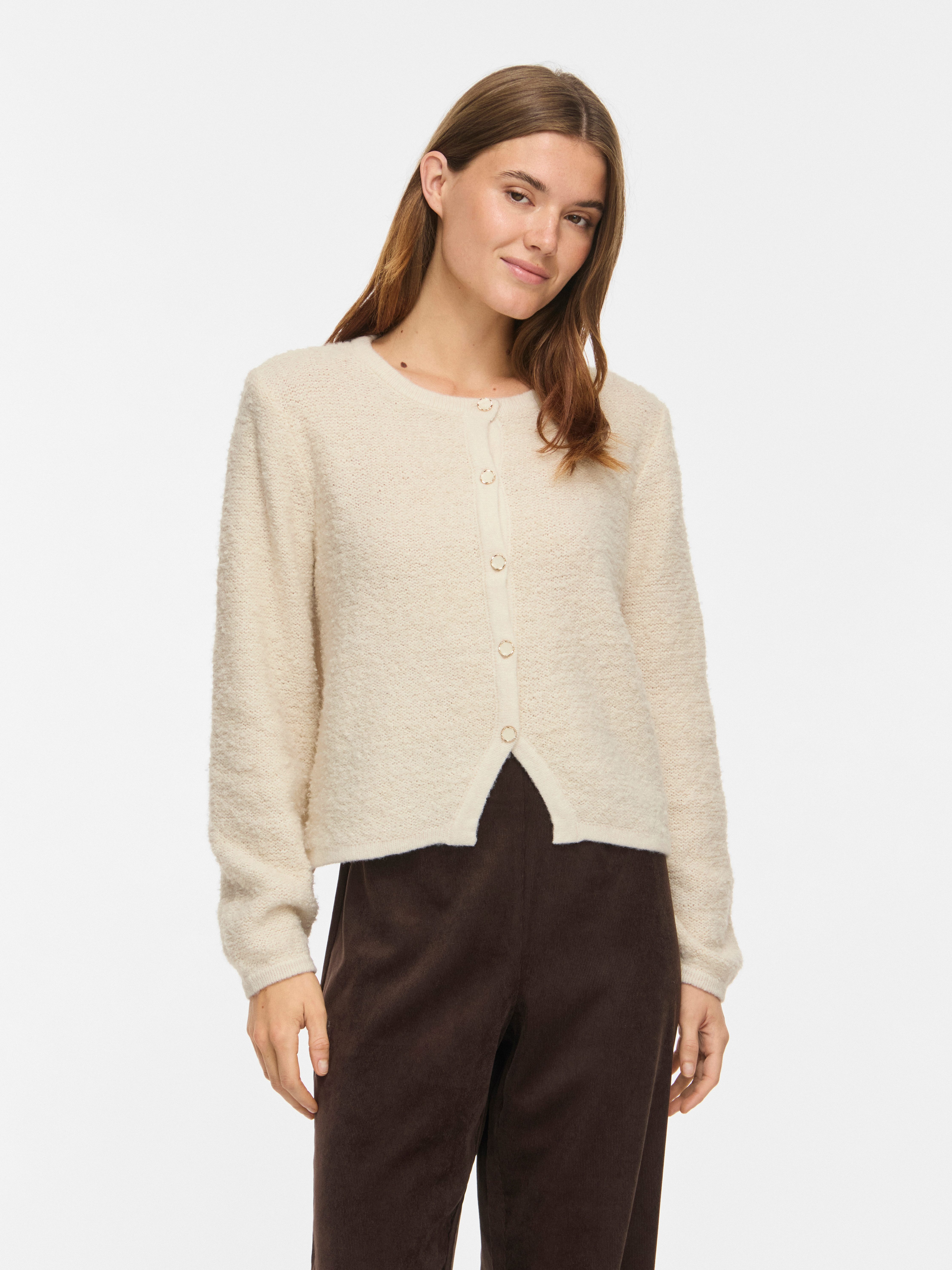 Vila Strickjacke VIPIGGA O-NECK L/S KNIT JACKET NOOS Materialmix