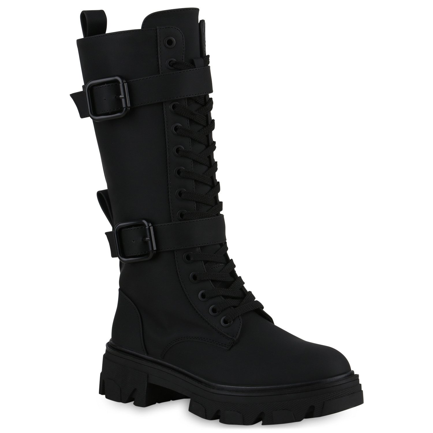VAN HILL 840530 Schnürstiefel Damen Schnürstiefel Stiefel Schnallen Profil- günstig online kaufen