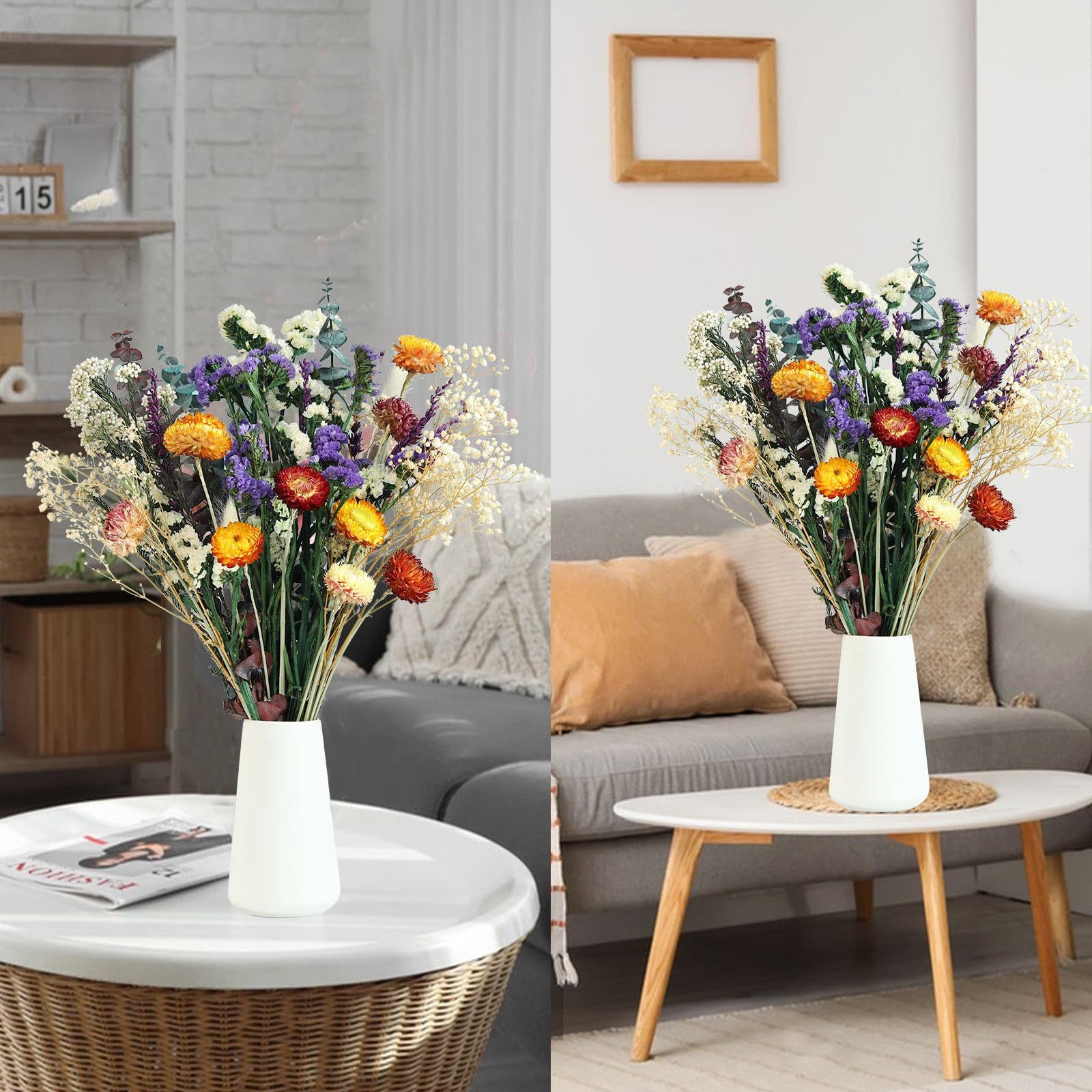 Trockenblume Trockenblumenstrauß Groß Set, Brautstrauß Trockenblumen Strauß, Diwzbyn, Groß zum Basteln Strohblumen Getrocknet für Wohnzimmer Home – Bild 5 von 5