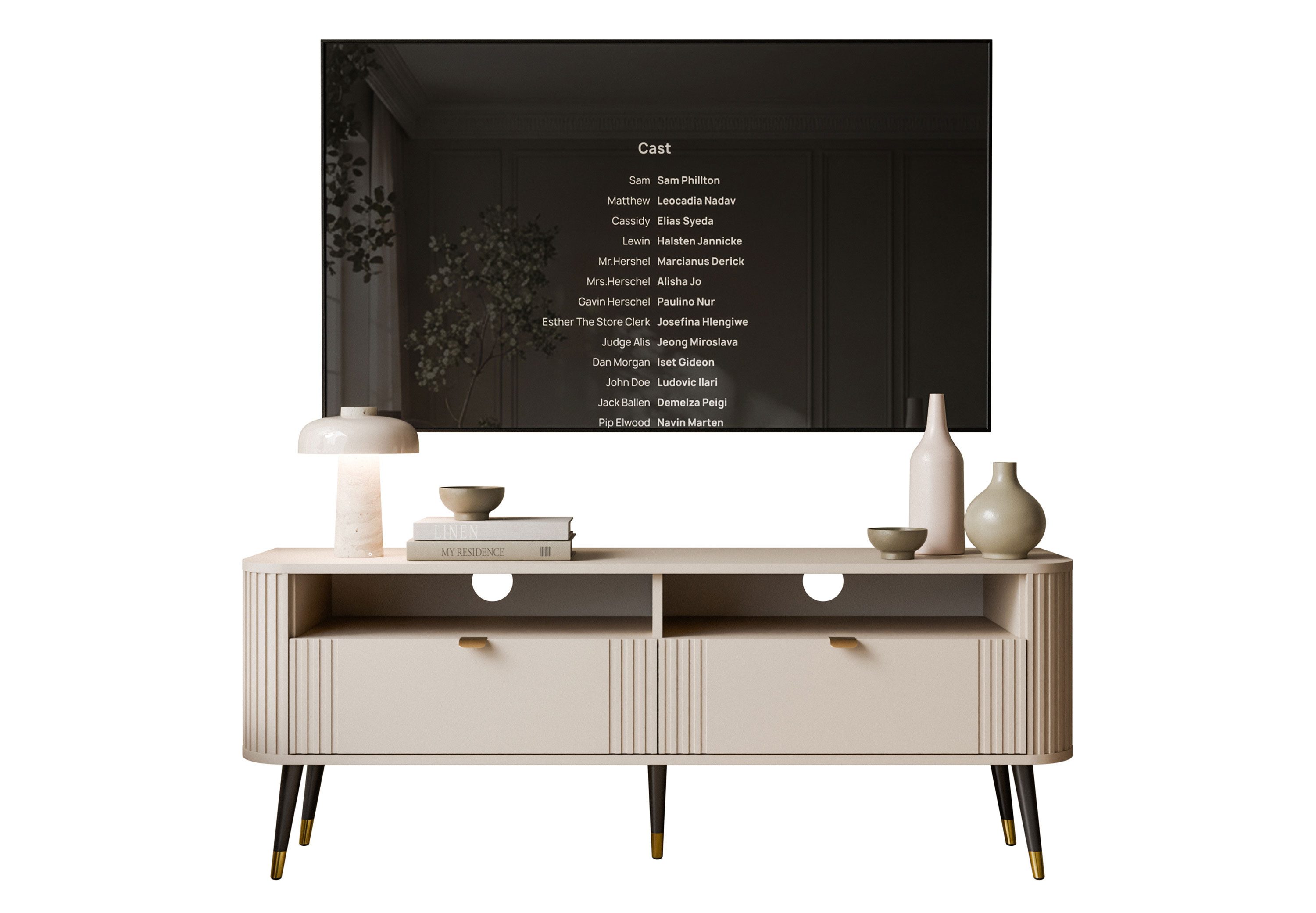Lookway TV-Schrank YVETTE KASCHMIR 138 cm mit zwei Schubladen