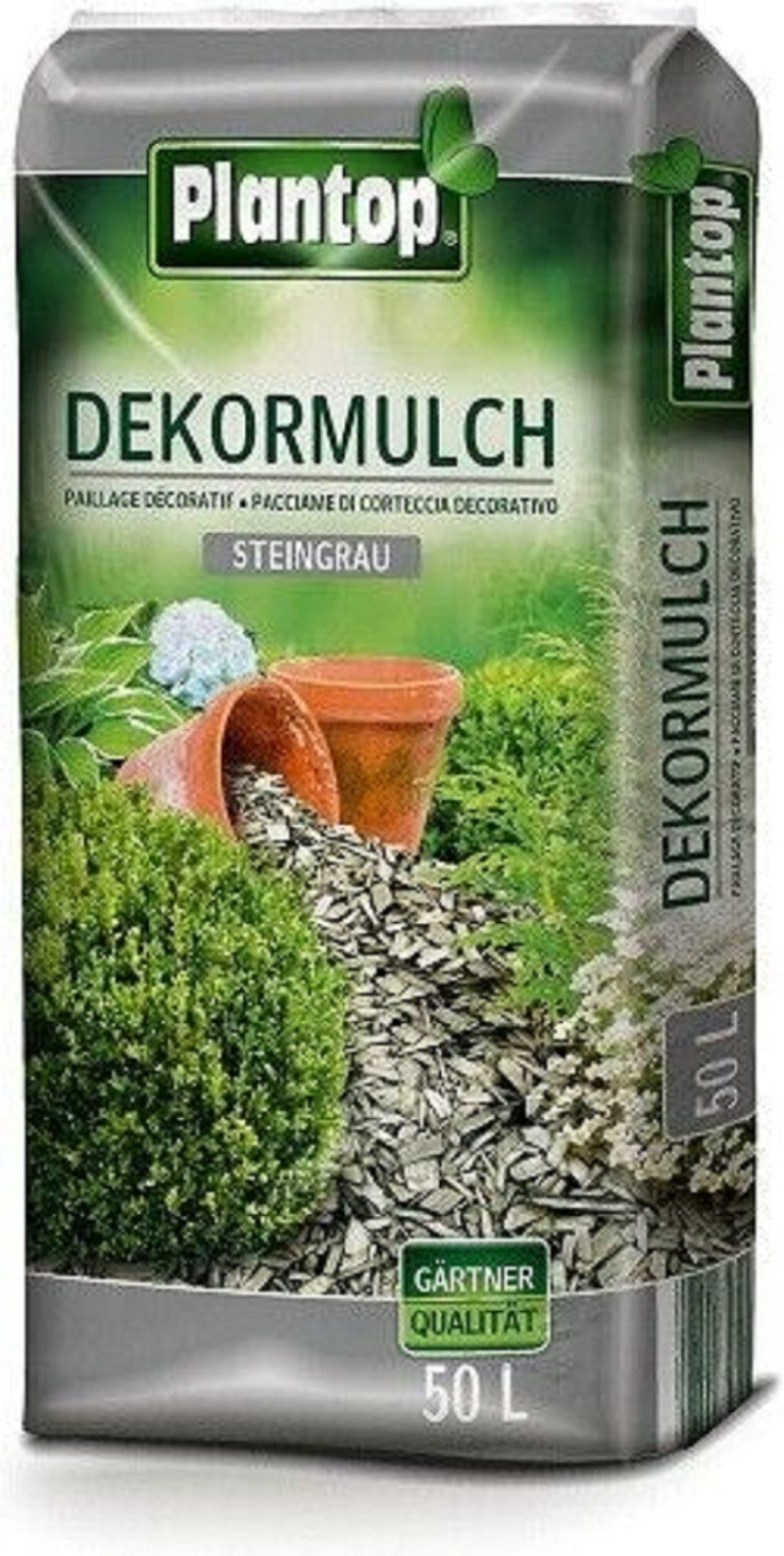 Plantop Rindenmulch Plantop Dekor Mulch steingrau 50l