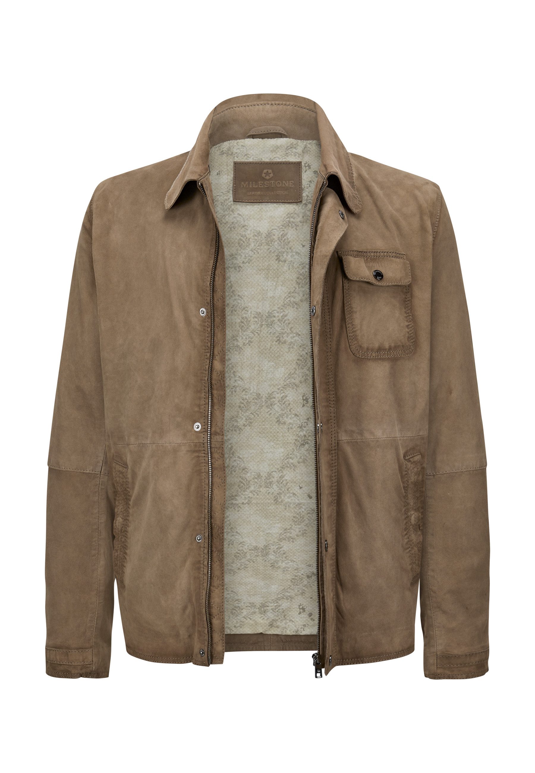Milestone Lederjacke MSElias Herren Bikerjacke Jacke Leder klassisch normale Passform