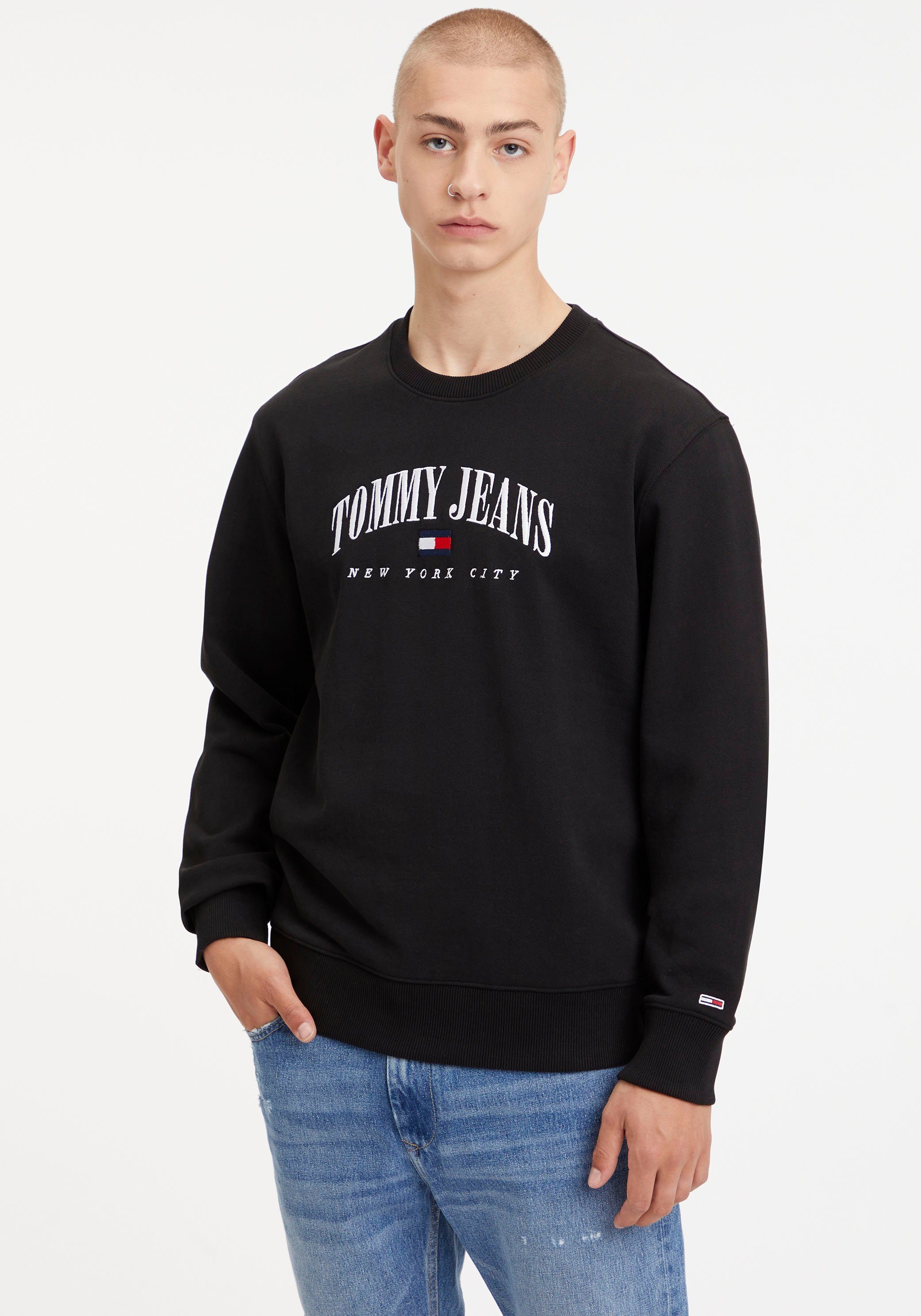REG Jeans Sweatshirt Tommy RUndhalsausschnitt VARSITY TJM SMALL Black mit CREW