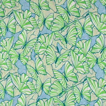 SCHÖNER LEBEN. Stoff Chiffon Stoff Meterware Schmetterlinge grün blau 1,49m Breite, pflegeleicht