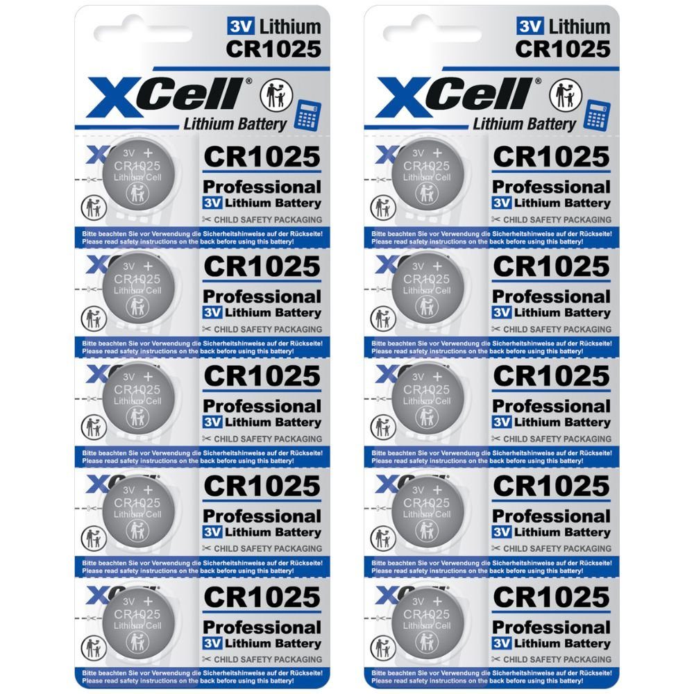 XCell 10x CR1025 XCell Lithium-Knopfzelle 3V/25mAh (2x 5er Pack) Knopfzelle