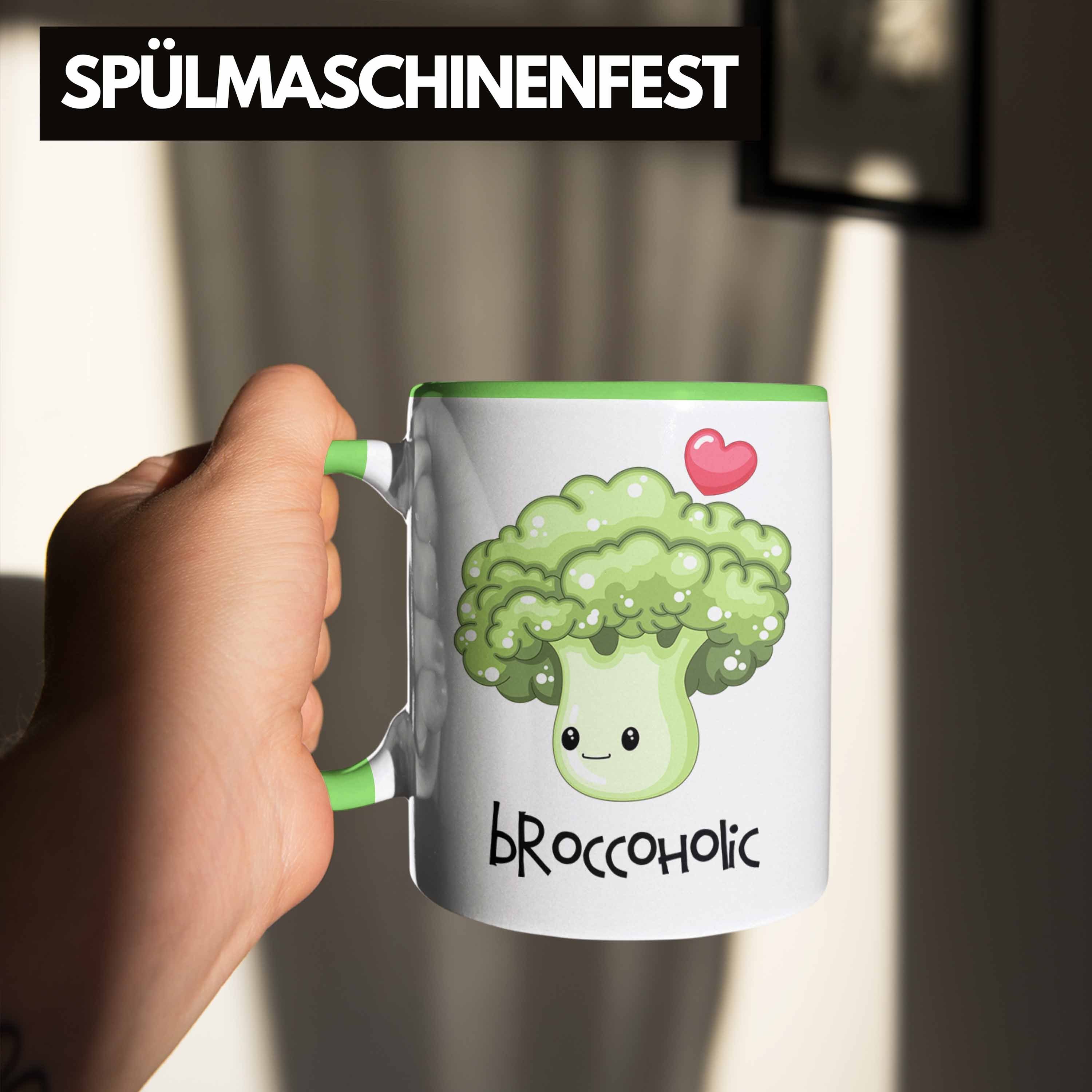 "Broccoholic" für Grün Tasse Witziges Geschenk Trendation Broccoli-Tasse Gemüseliebh Lustige