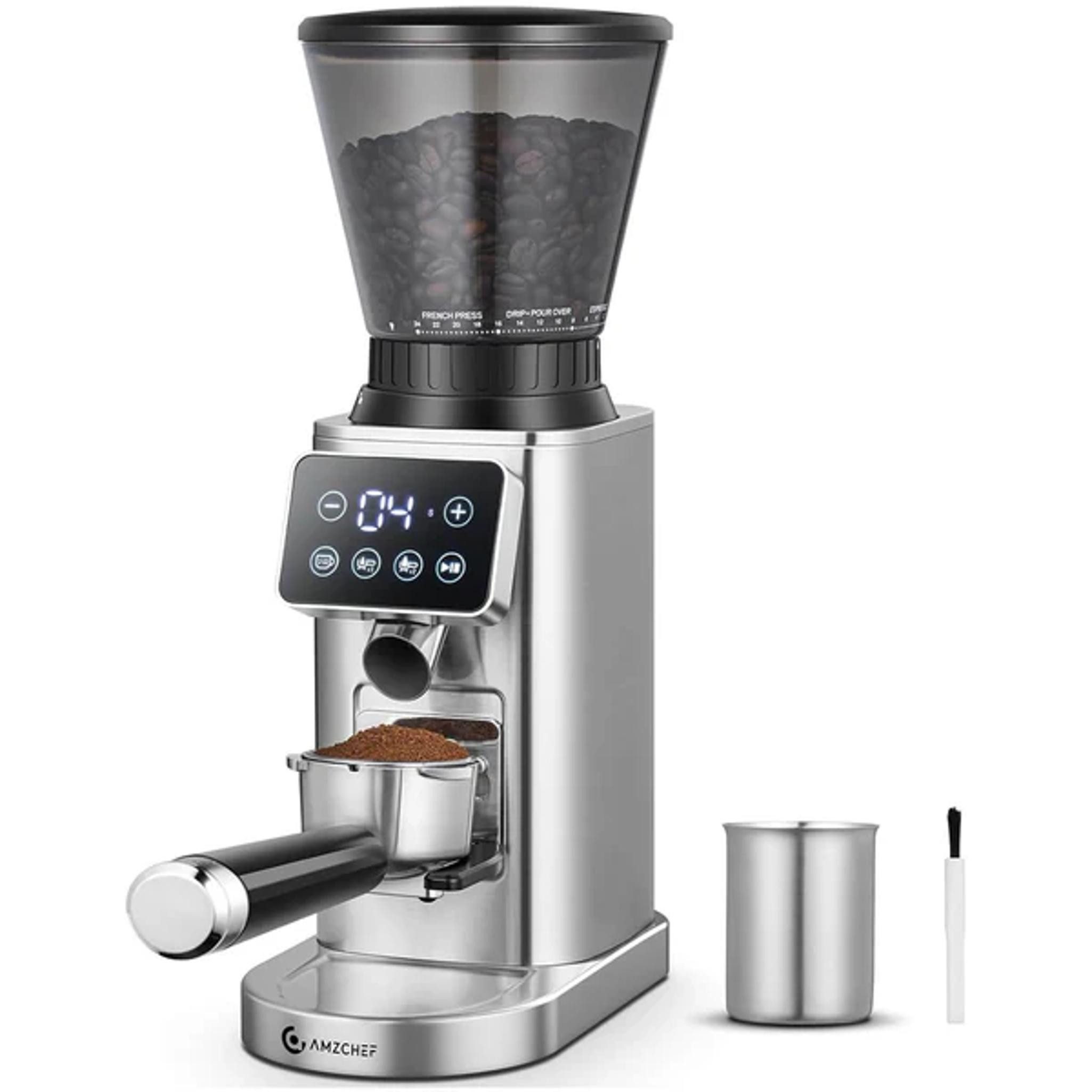 AMZCHEF Kaffeemühle Elektrische Kaffeemühle mit abnehmbarer Halterung