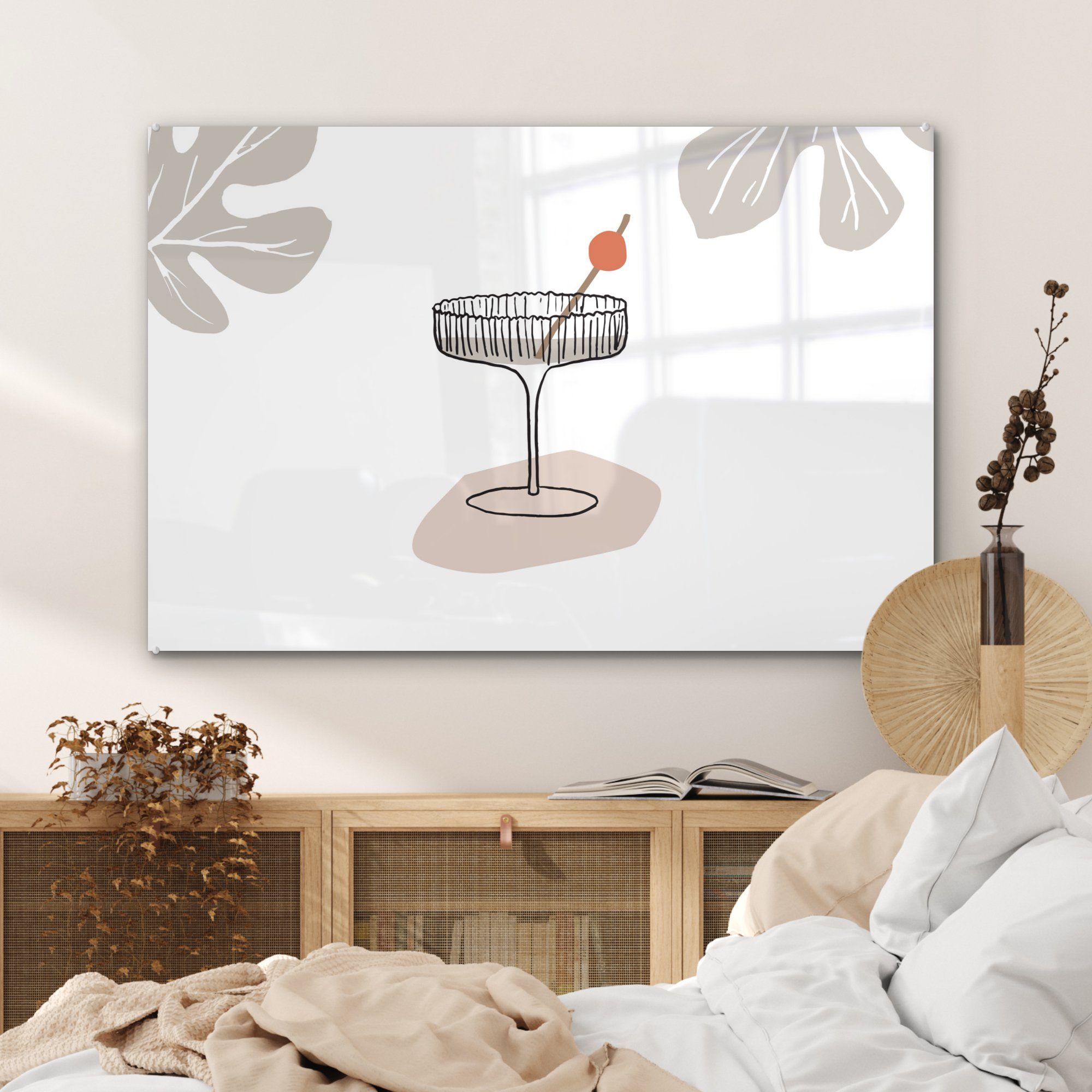 - Acrylglasbilder MuchoWow Acrylglasbild - & Blatt, St), (1 Wohnzimmer Schlafzimmer Glas Sommer